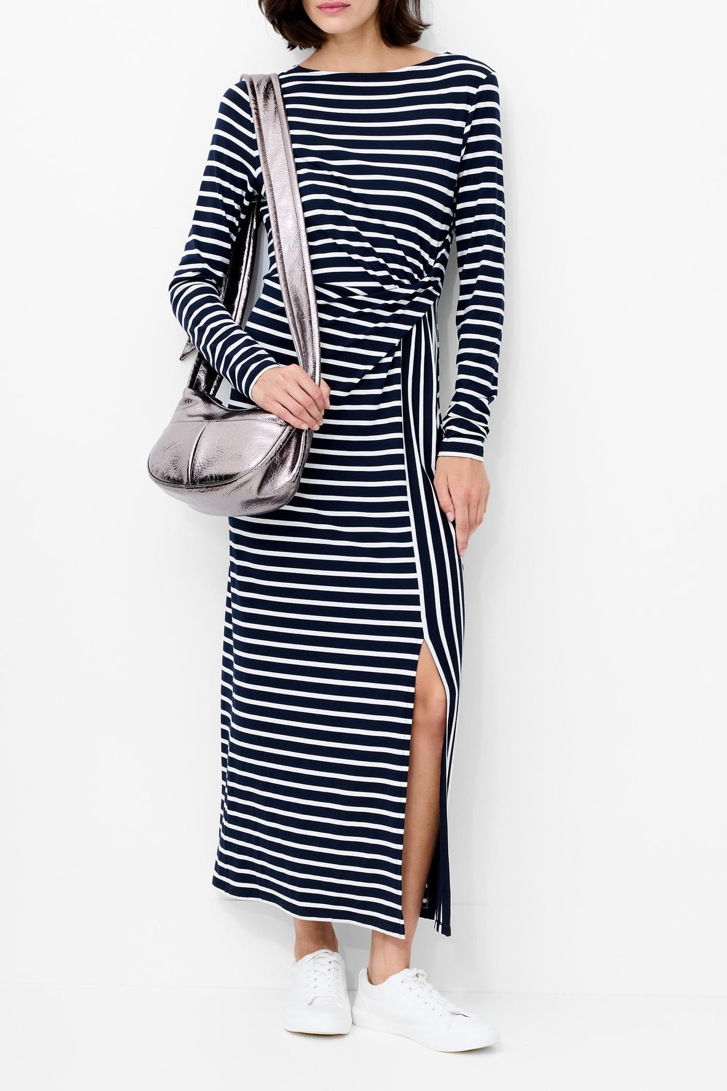 KYRA JERSEY DRESS NAVY WHITE 1