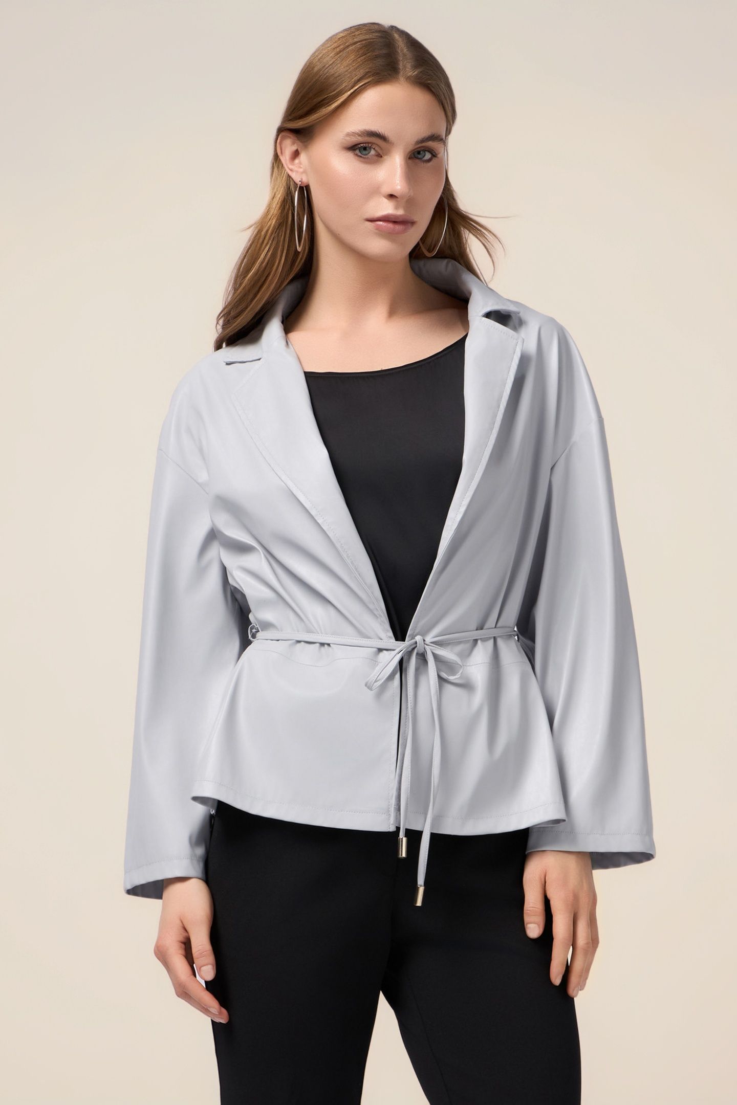 UNLINED JACKET IN COATED FABRIC GREY 1