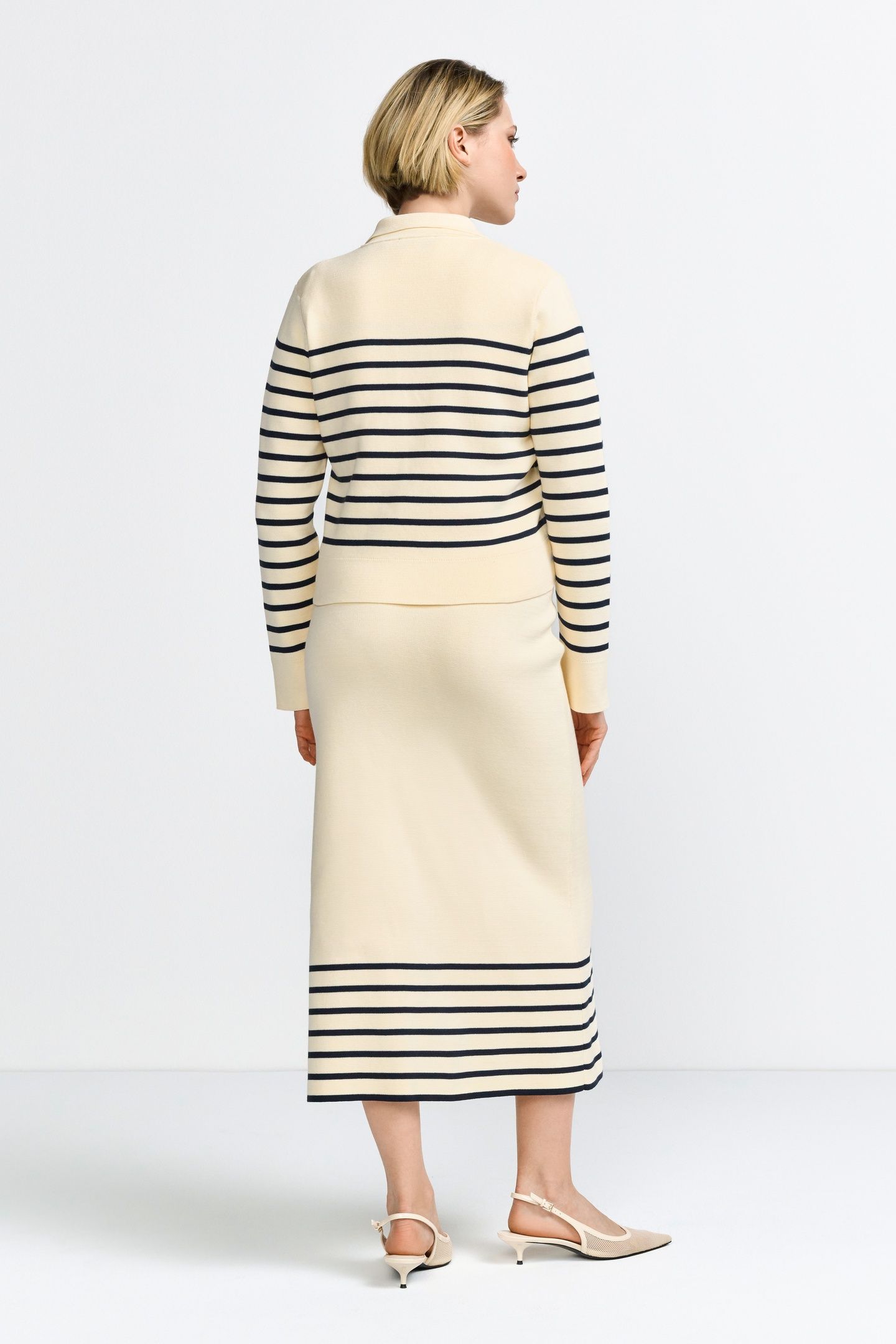 STRIPED KNIT JACKET PEARL WHITE 3