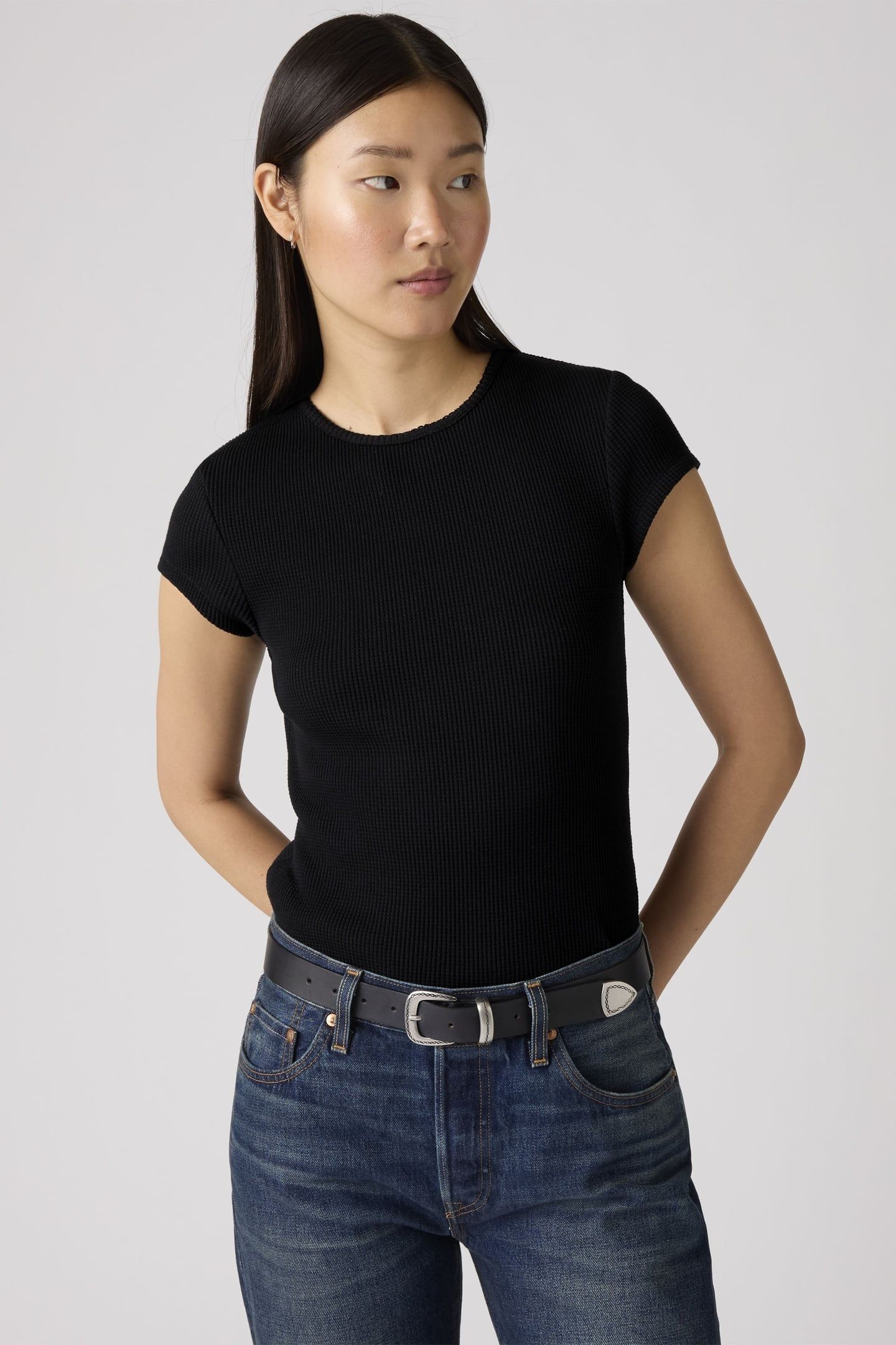 DRY GOODS WAFFLE CAP-SLEEVE TEE 1