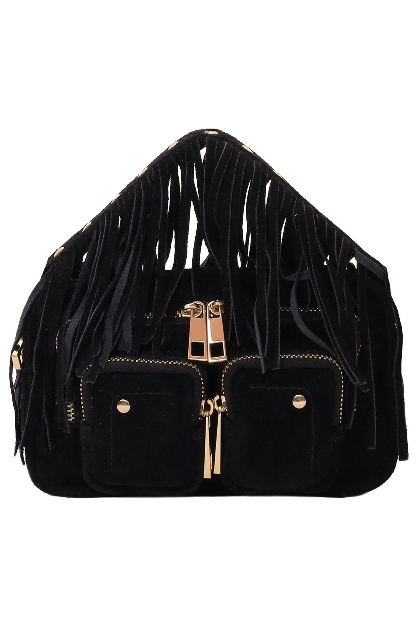 HELENA FRINGE SUEDE BLACK W. GOLD 3