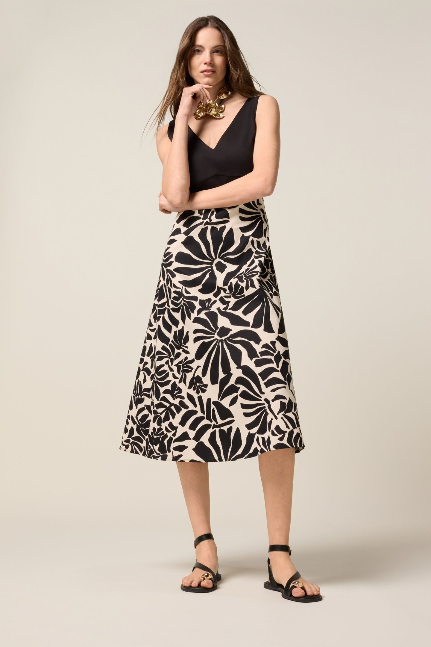 COMBINED MIDI DRESS BLACK 1