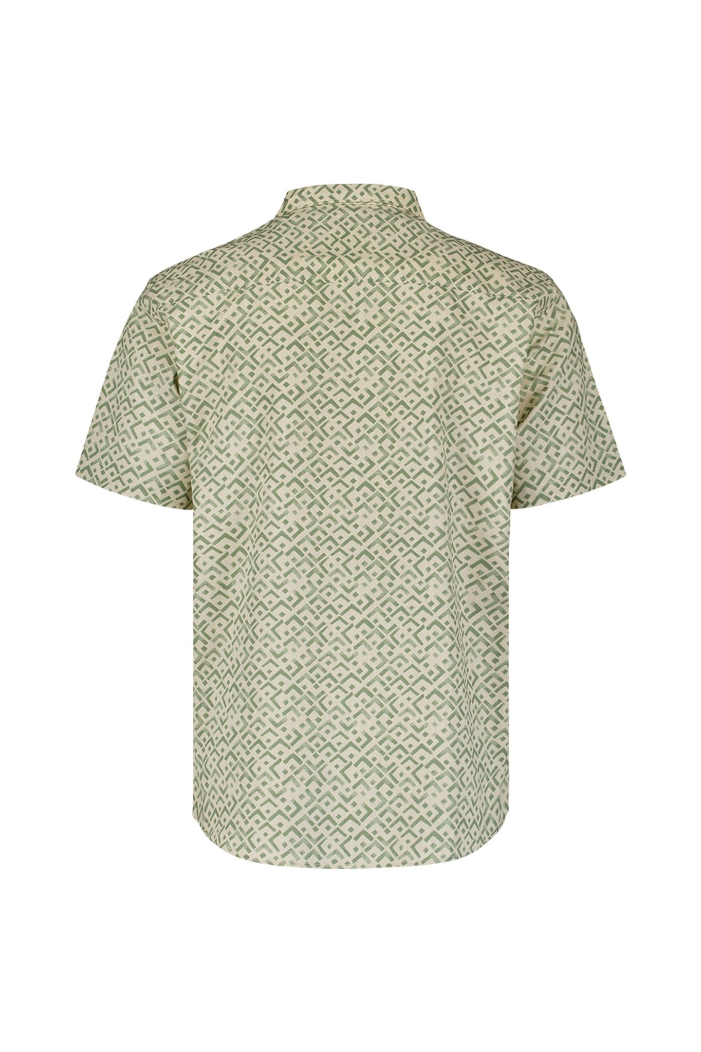 SHIRT SHORT SLEEVE REVERS COLLAR SLUB ALLOVER PRINTED GREEN 4