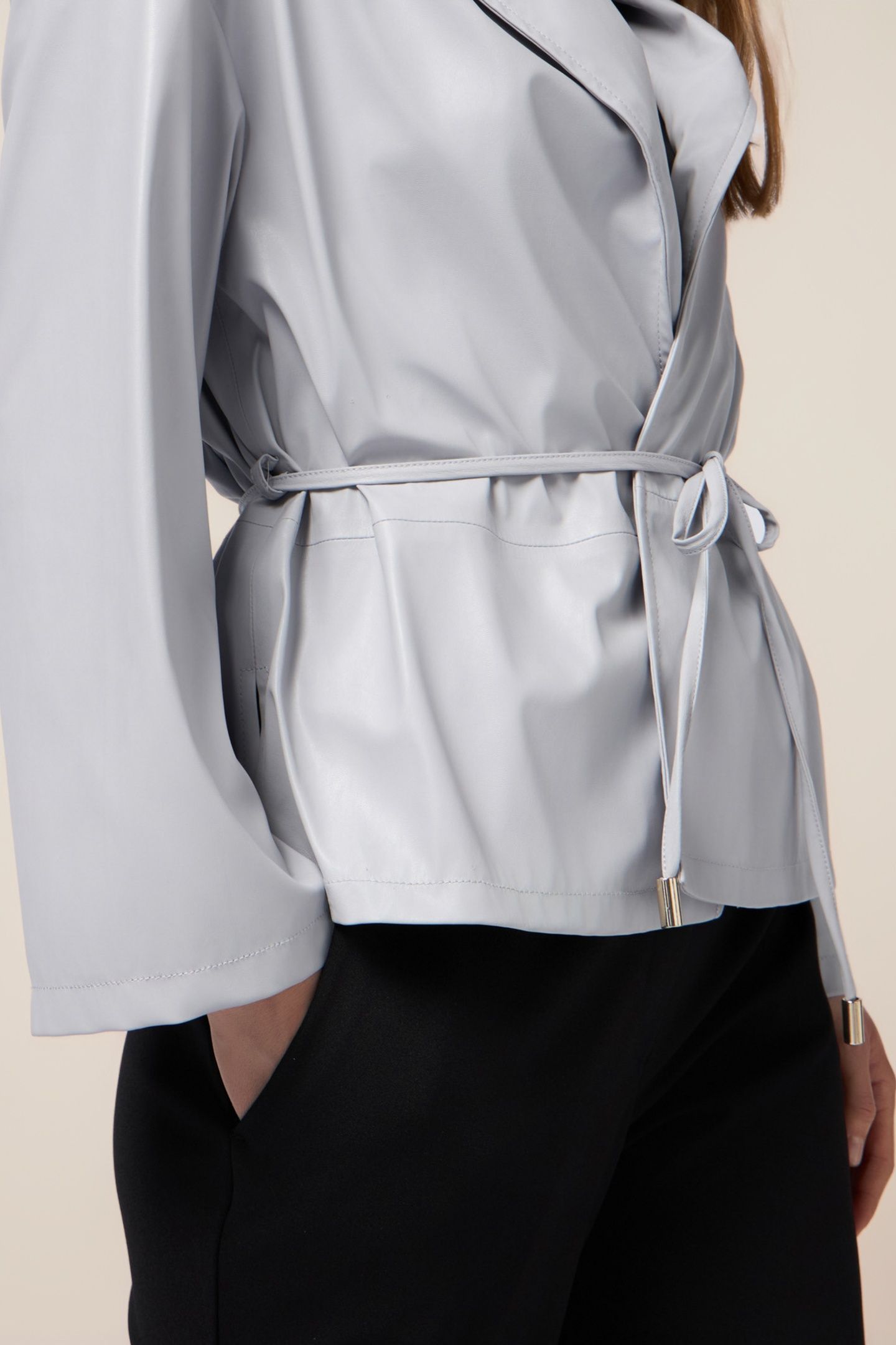 UNLINED JACKET IN COATED FABRIC GREY 5