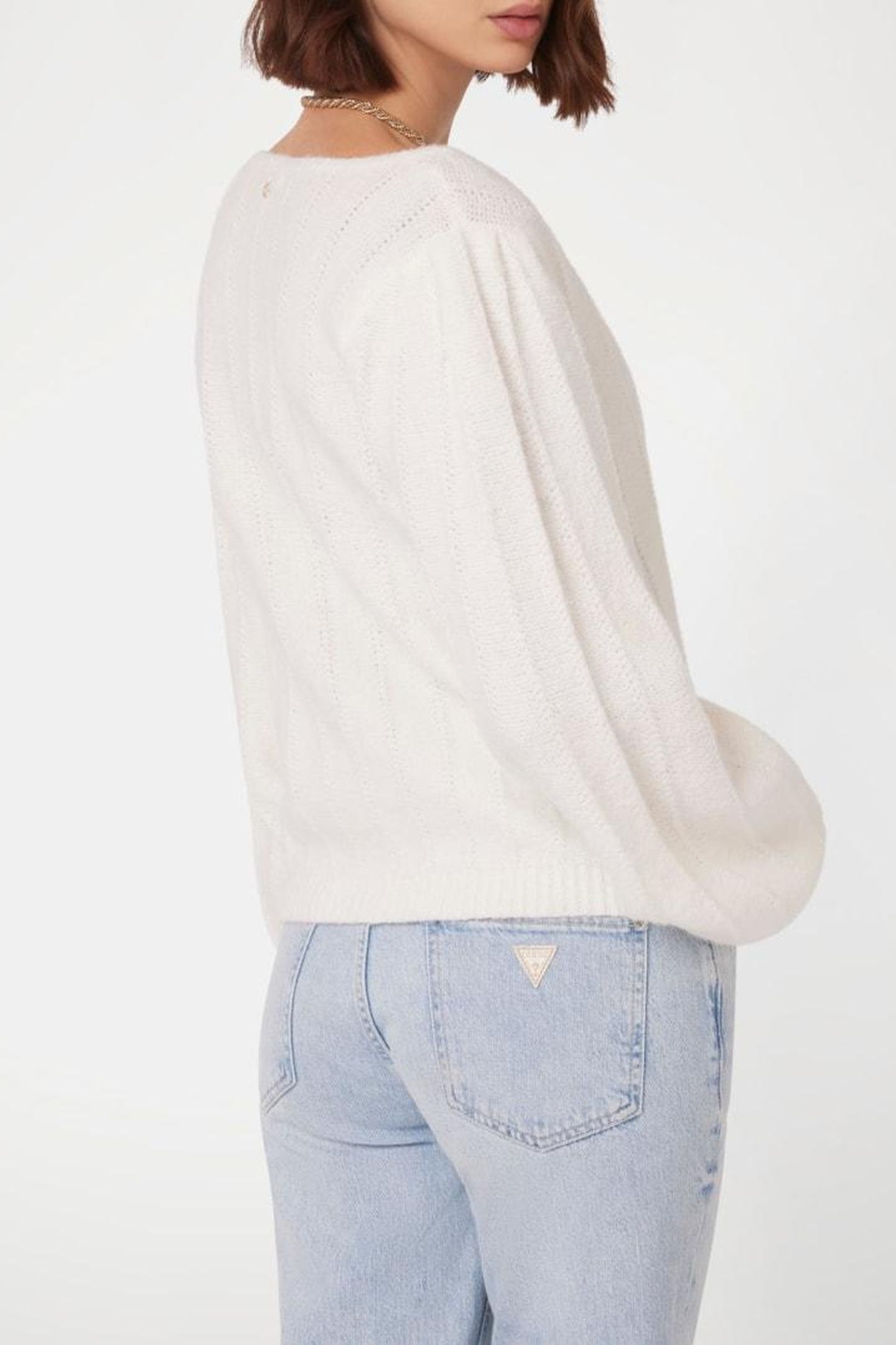 GUESS ECO LS VN MADELINE TEXTU DOVE WHITE 5
