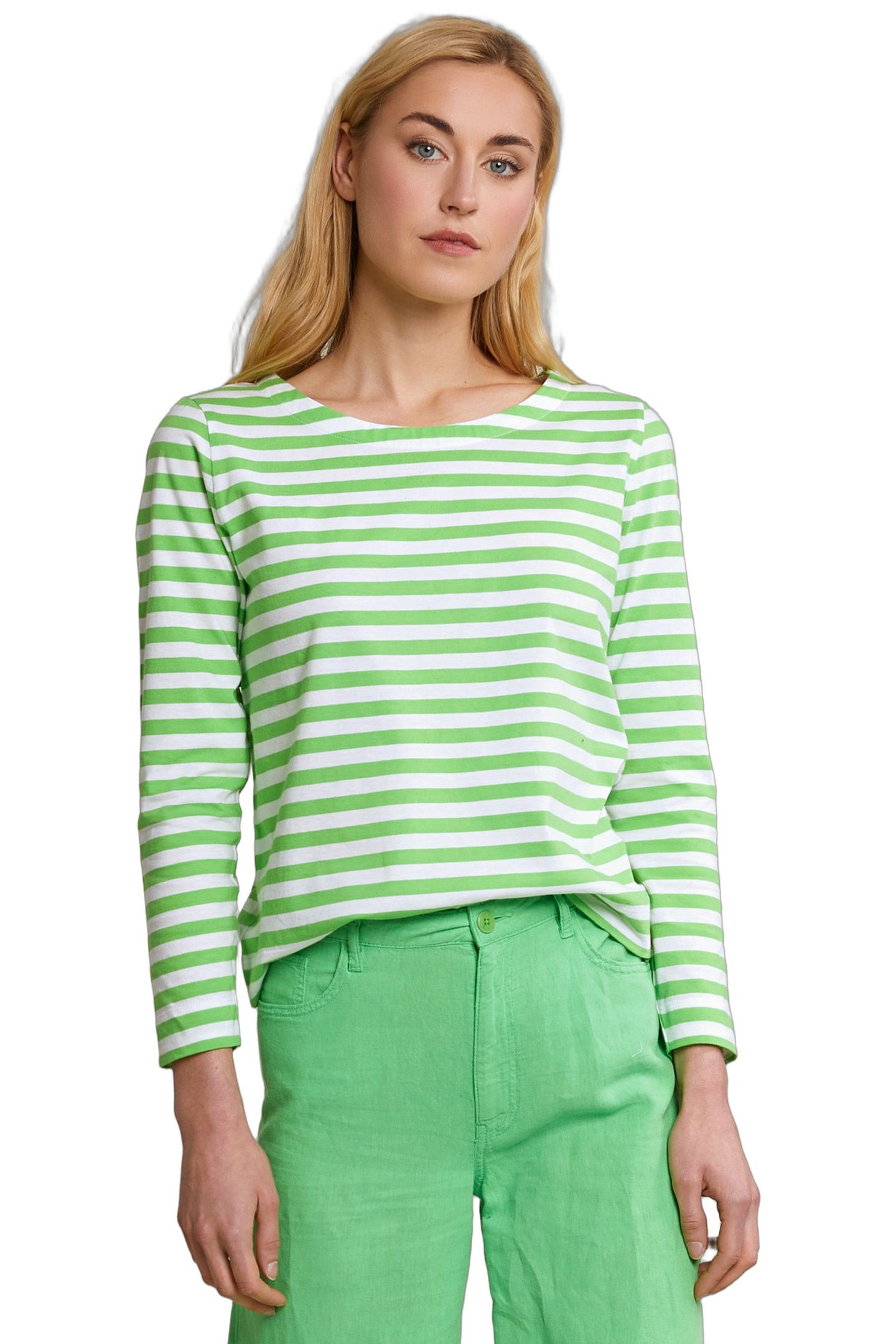 OFF WHITE/GREEN STRIPED T-SHIRT LONG SLEEVES 1