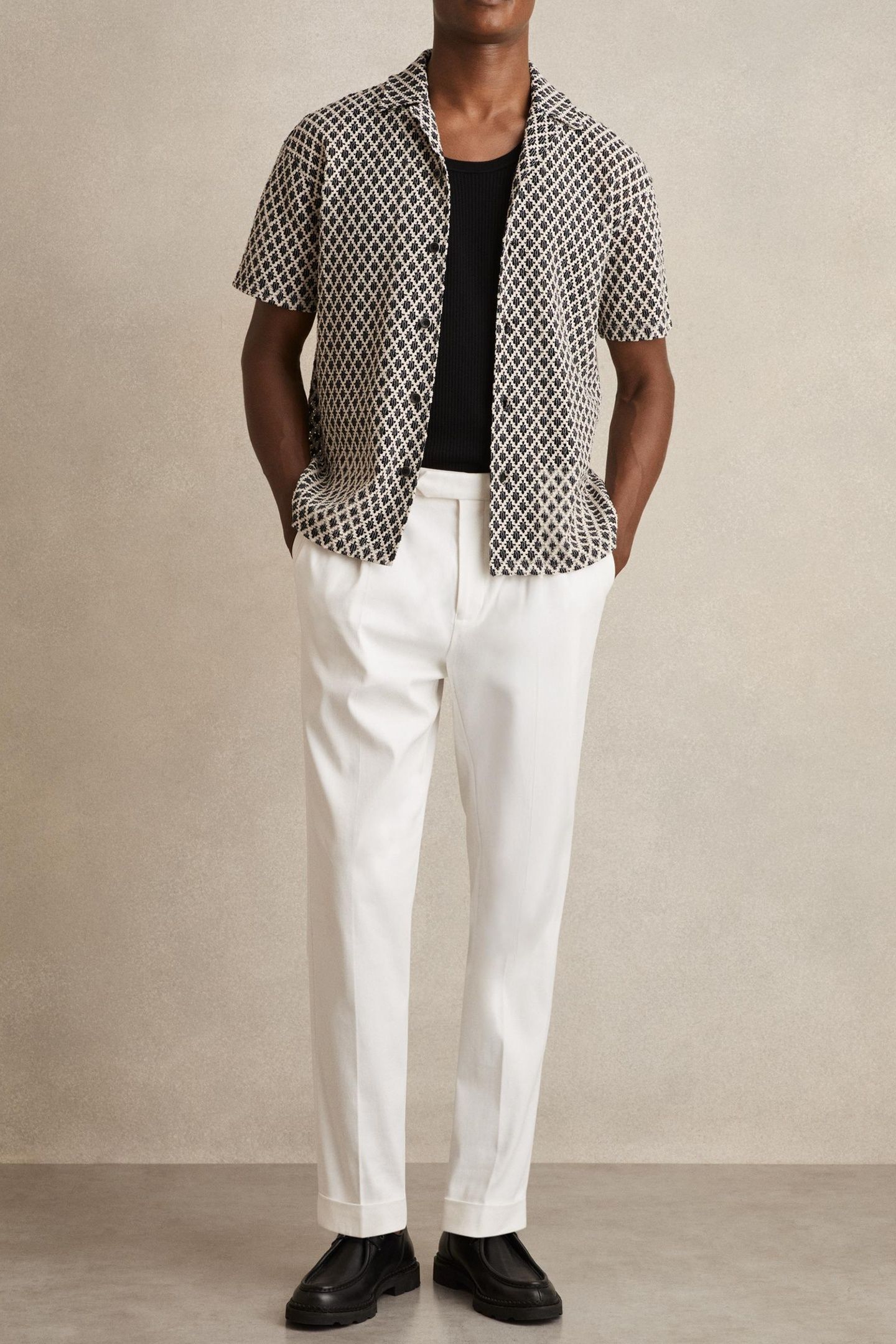 SS GEO CROCHET CUBAN SHIRT NAVY/WHITE 1