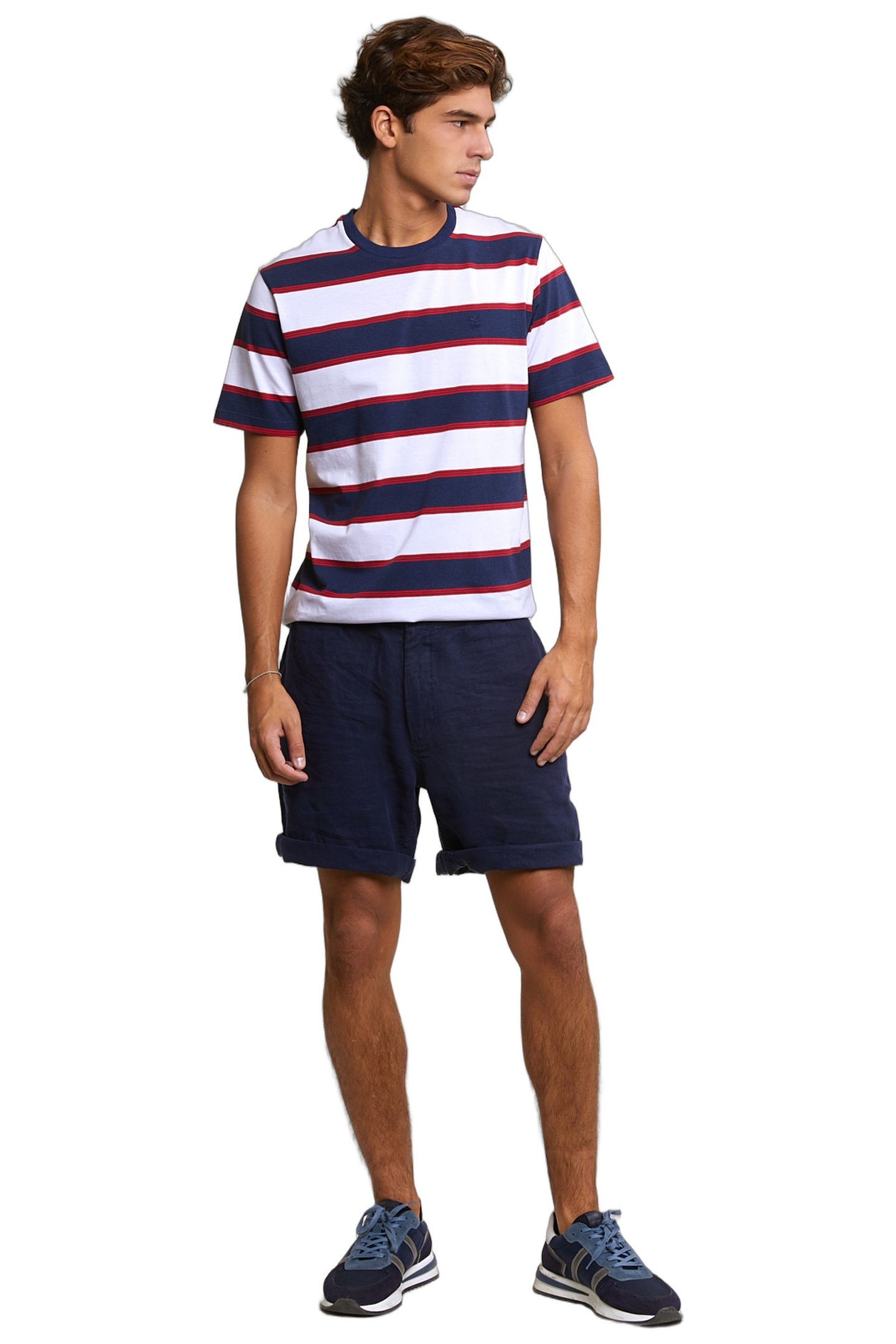 CUSTOM FIT STRIPED T-SHIRT OXFORD BLUE/HARVARD RED 2