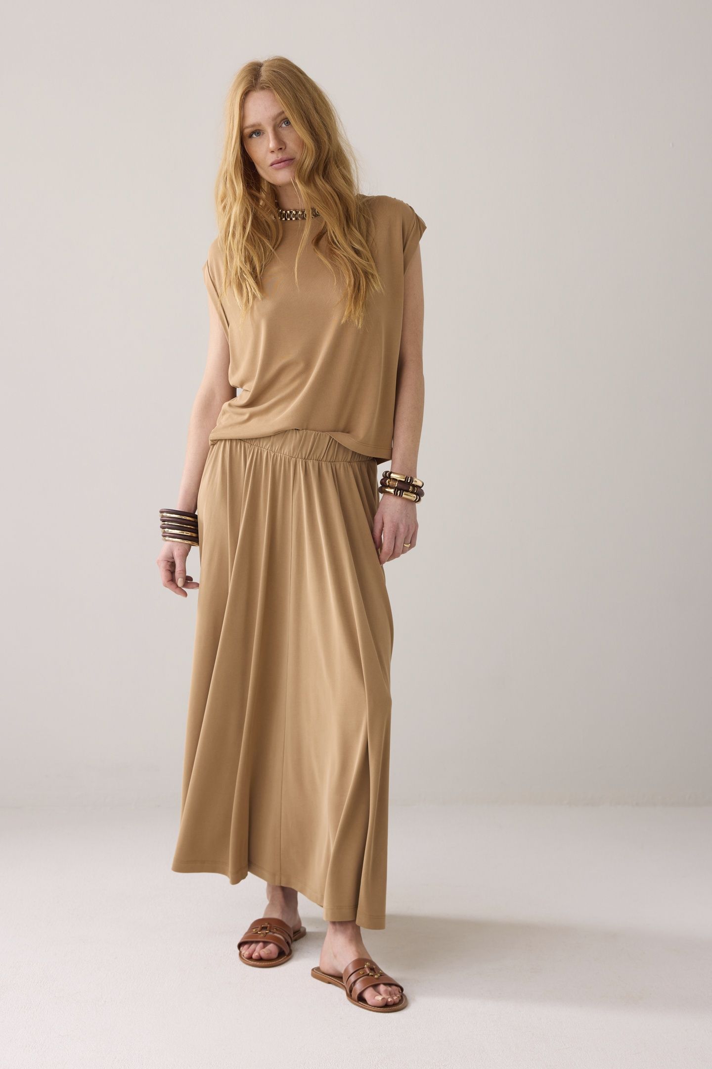 SKIRT WASHED MODAL JERSEY PEANUT 1