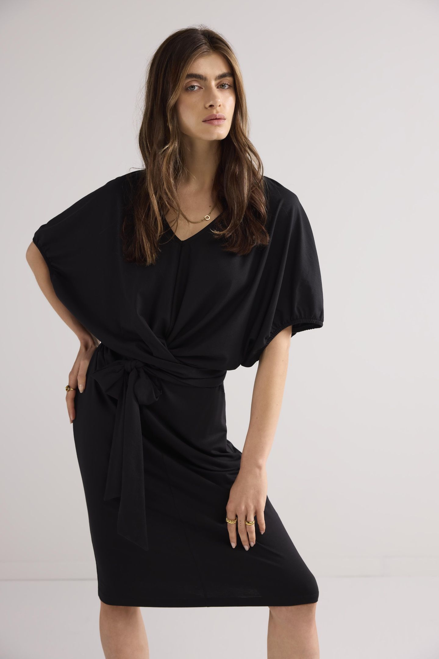 WRAP DRESS SOLID JERSEY BLACK 2