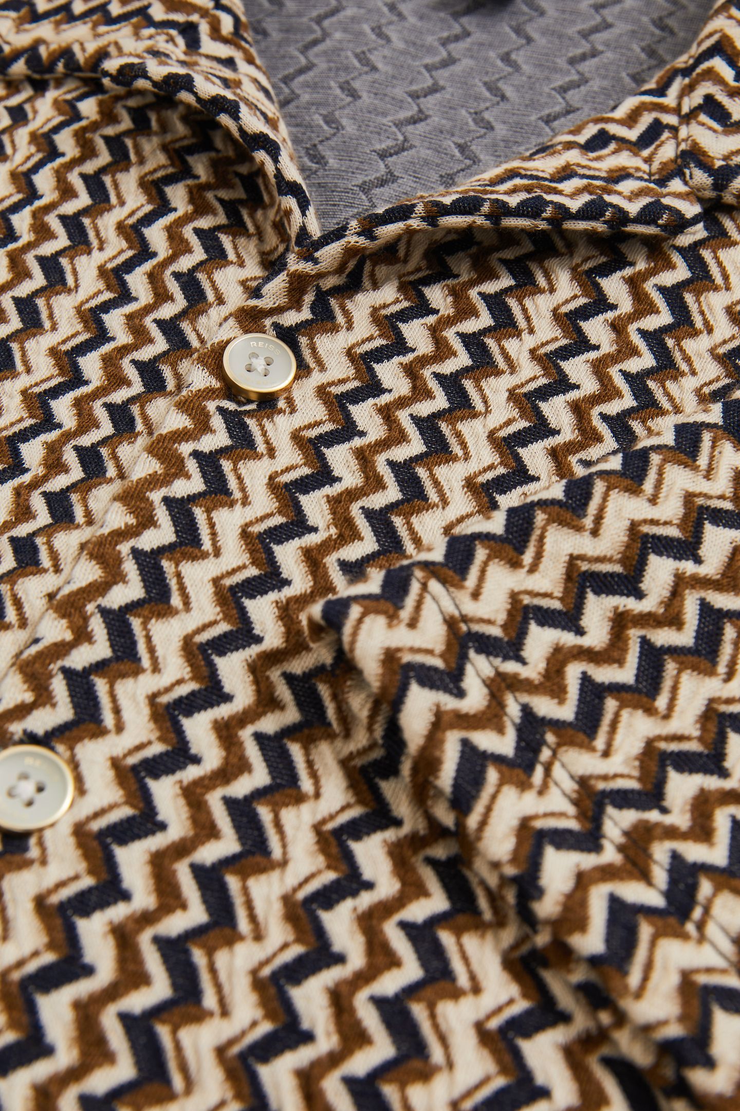 SS ABSTRACT STRIPE CUBAN SHIRT TOBACCO BROWN 6