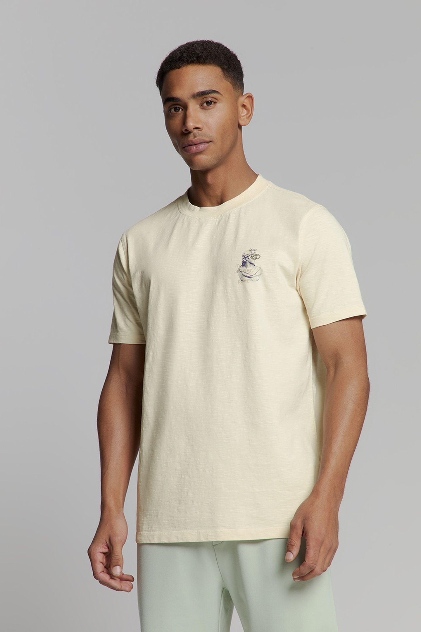 T-SHIRT CREWNECK SLUB PLACED PRINTS OFFWHITE 1