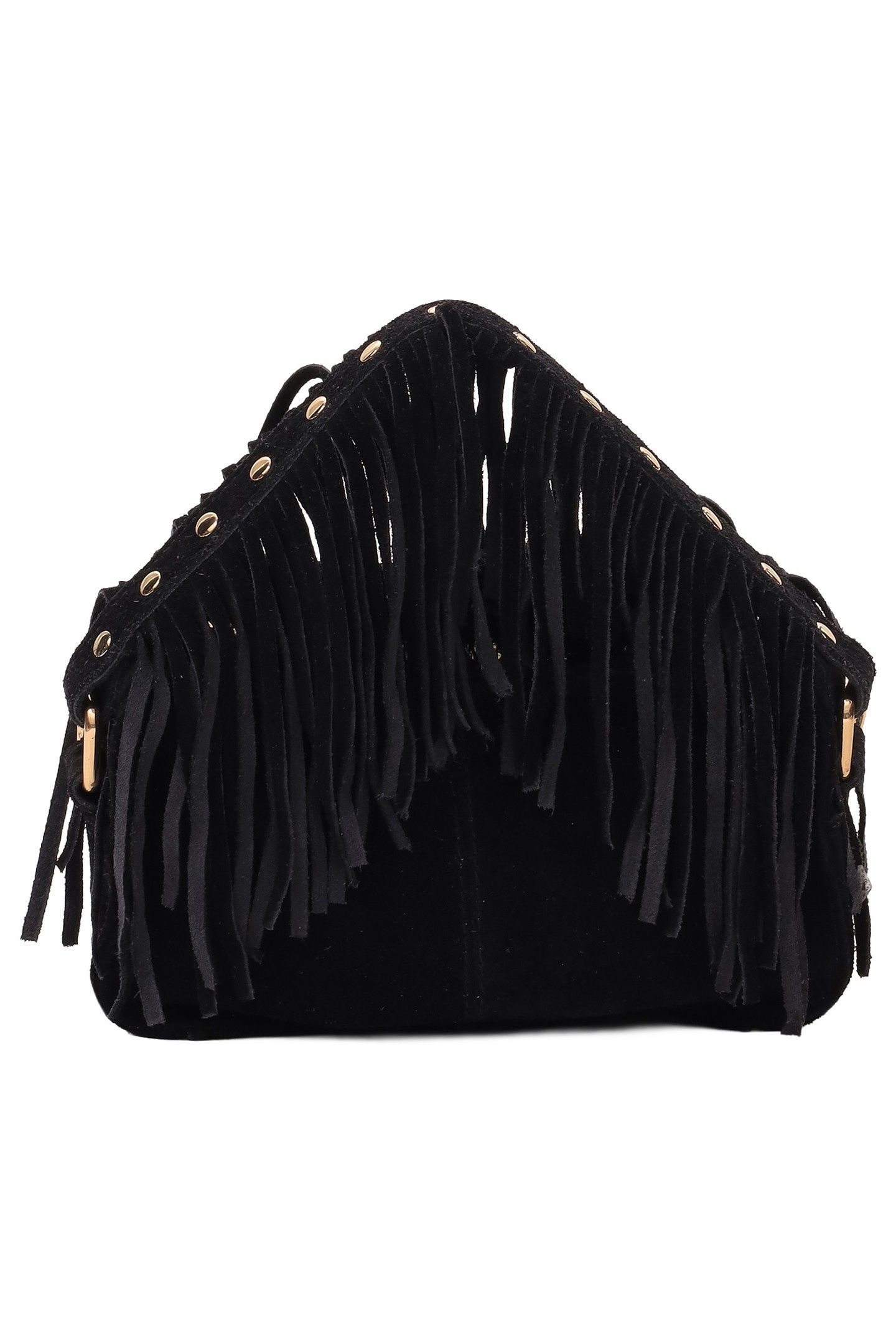 HELENA FRINGE SUEDE BLACK W. GOLD 4