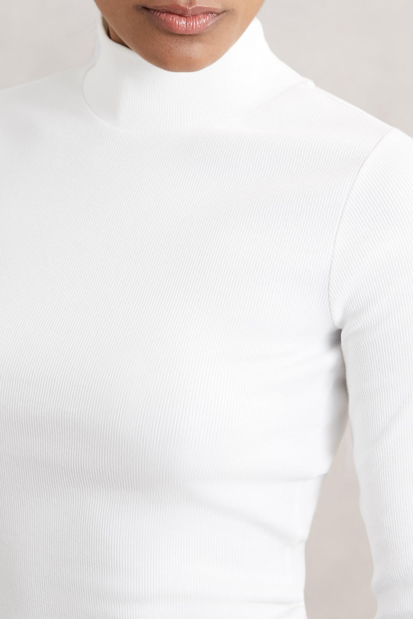 RIB FUNNEL NECK TOP WHITE 5