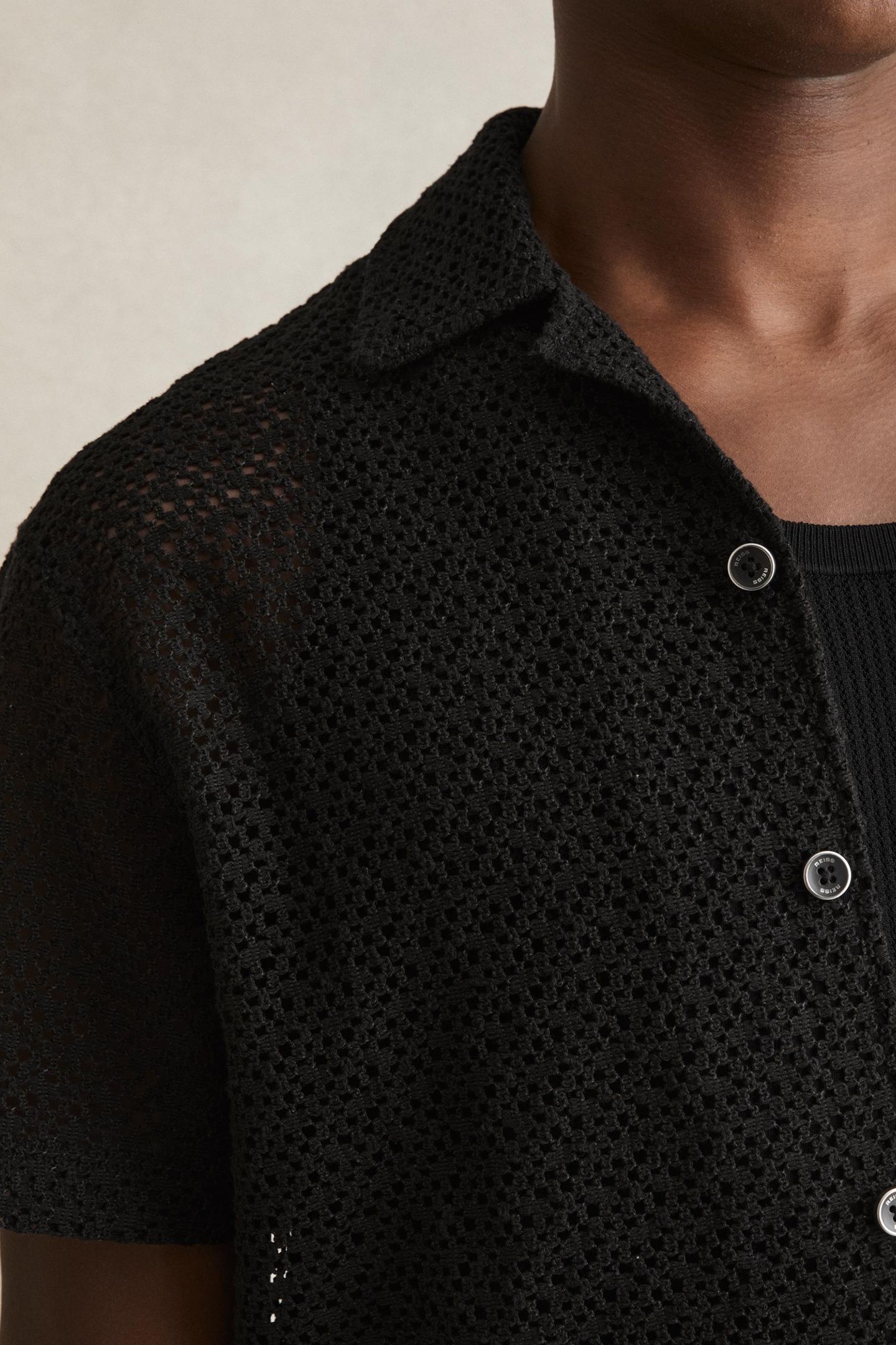 SS GEO CROCHET CUBAN SHIRT BLACK 4