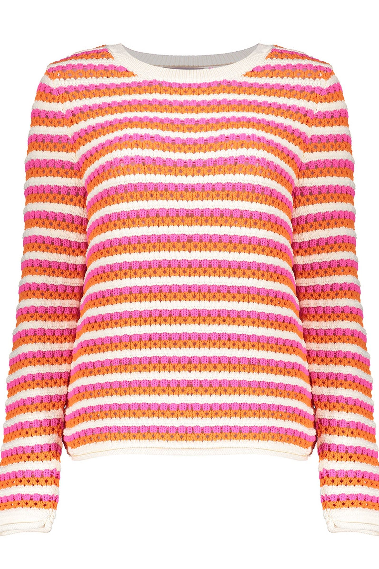 PULLOVER AJOUR STRIPES ORANGE/FUCHSIA/OFF-WHITE 1