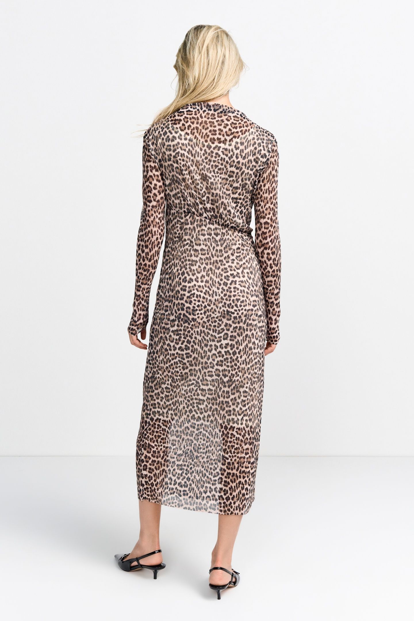 PLISSEE MESH DRESS RECYCLED CAFFEE LATTE 3
