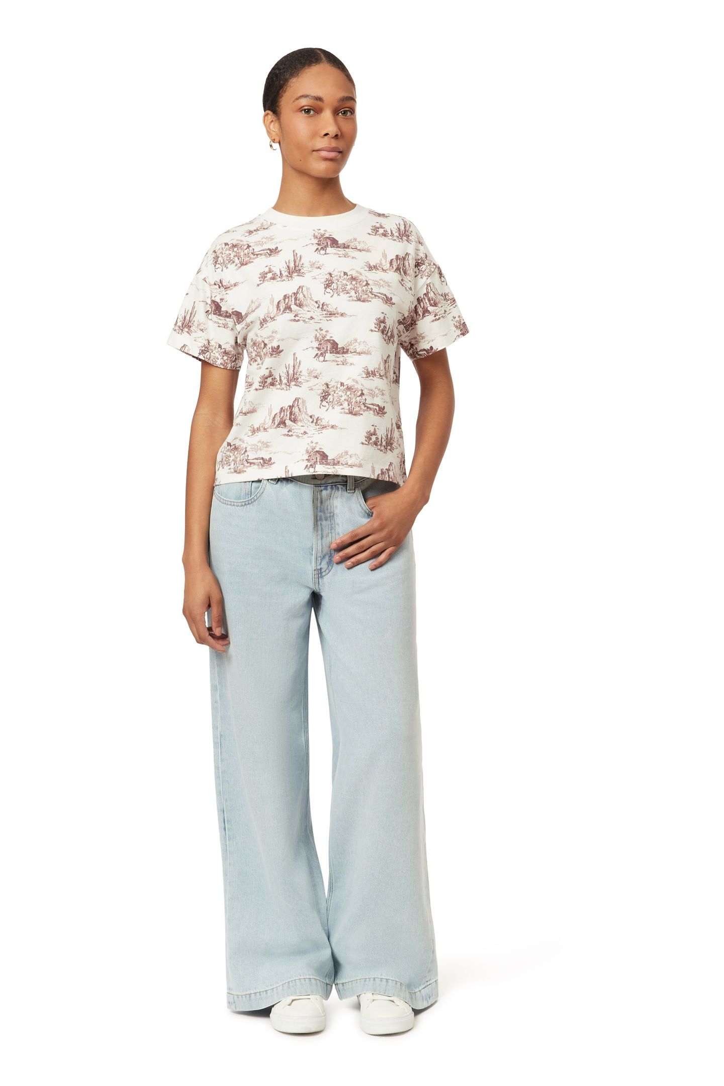 BOXY CROP TEE SUGAR SWIZZLE/ROSE BROWN/ADOBE ROSE 2