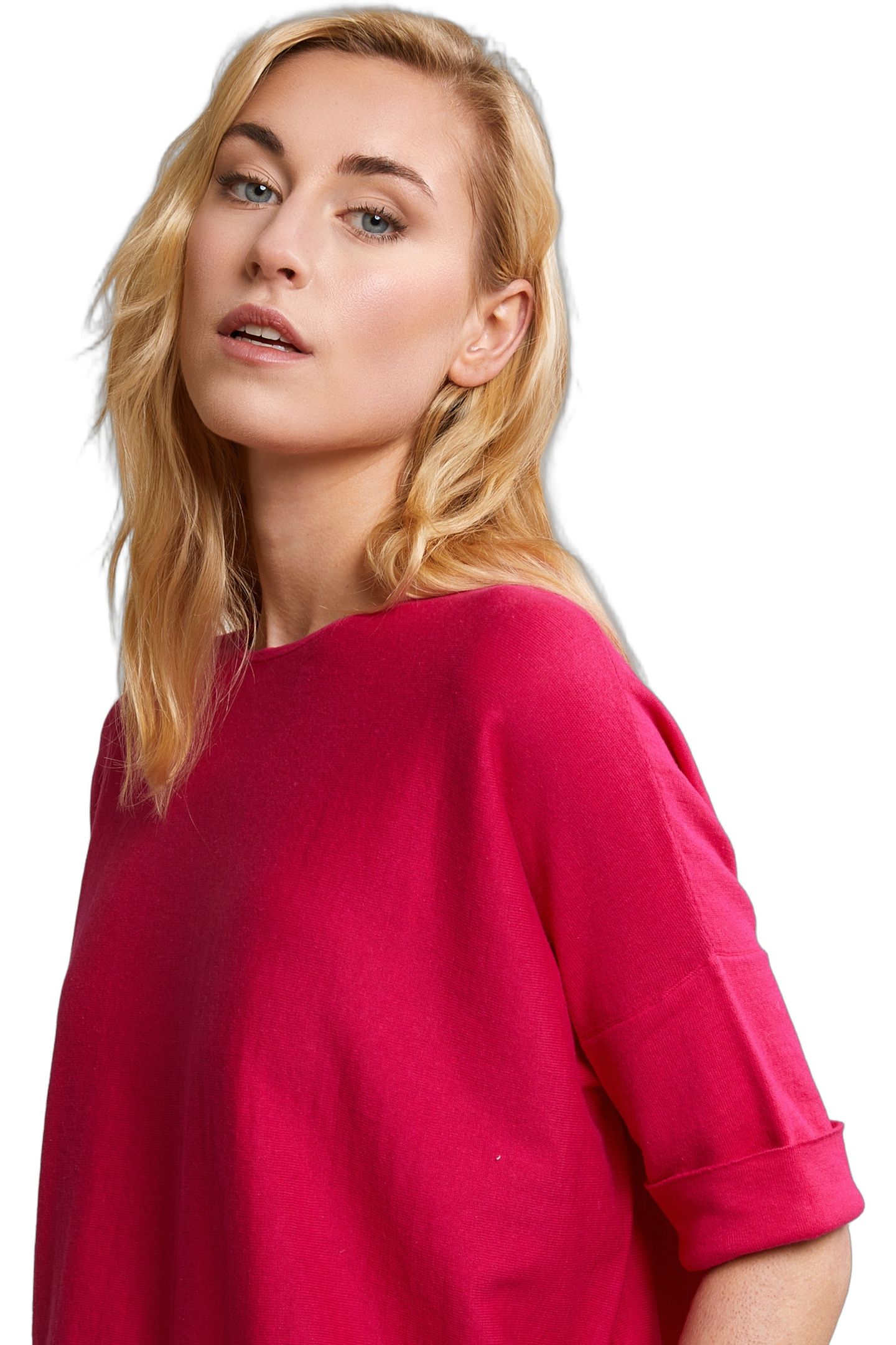 FUCHSIA CREW NECK SWEATER DETAILED BACK 3