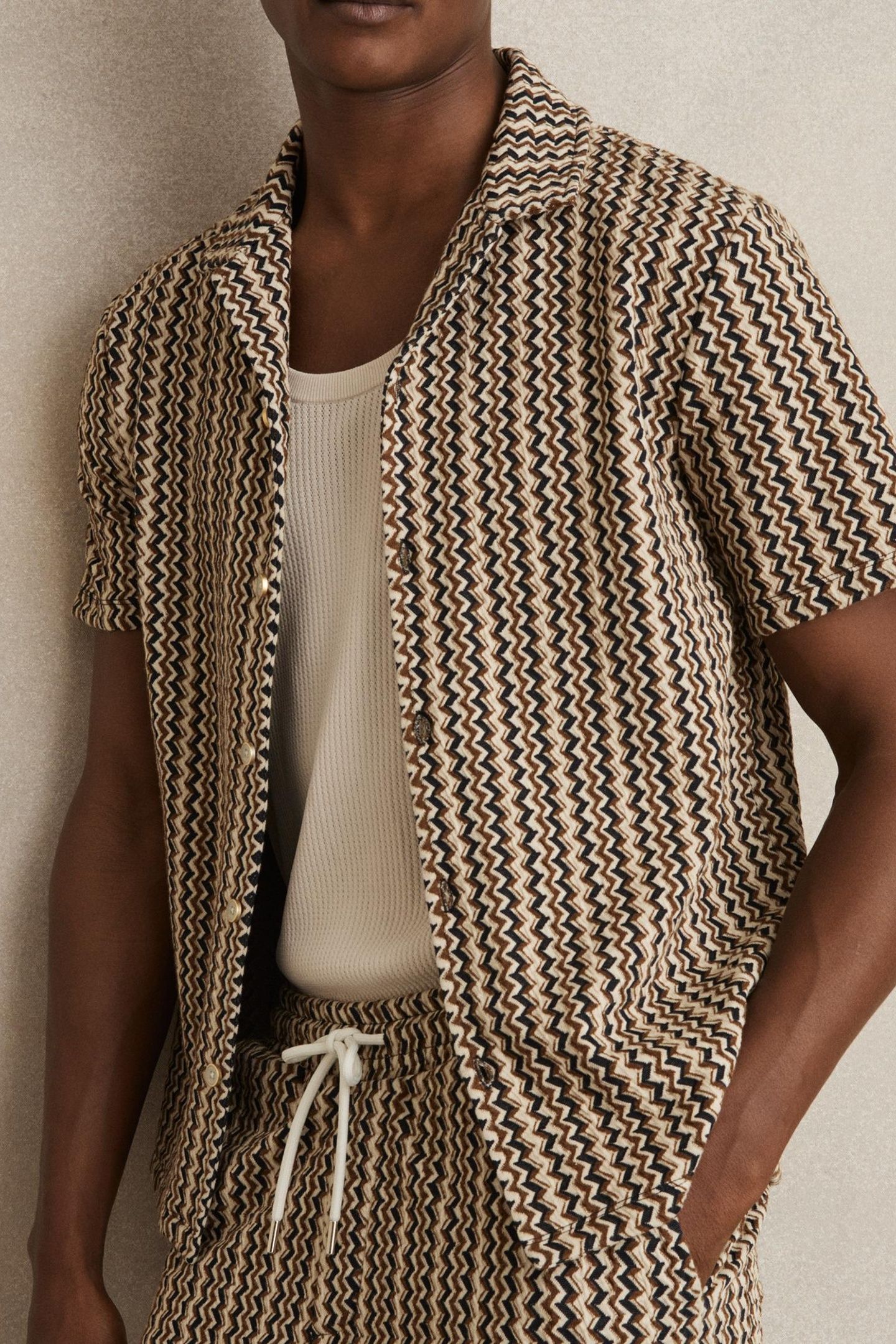 SS ABSTRACT STRIPE CUBAN SHIRT TOBACCO BROWN 4