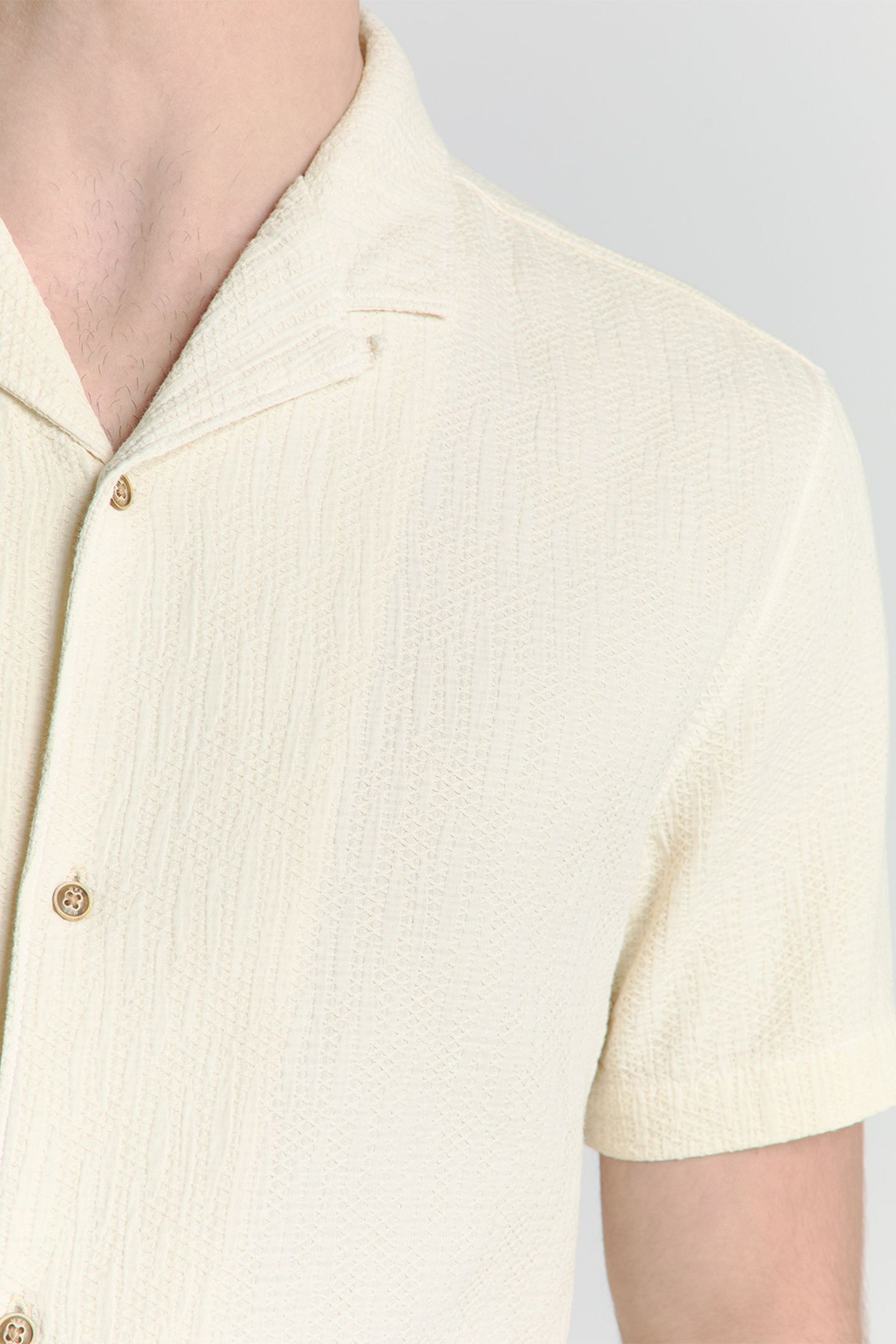 SHIRT SHORT SLEEVE REVERS COLLAR SOLID STRUCTURE CEMENT 7