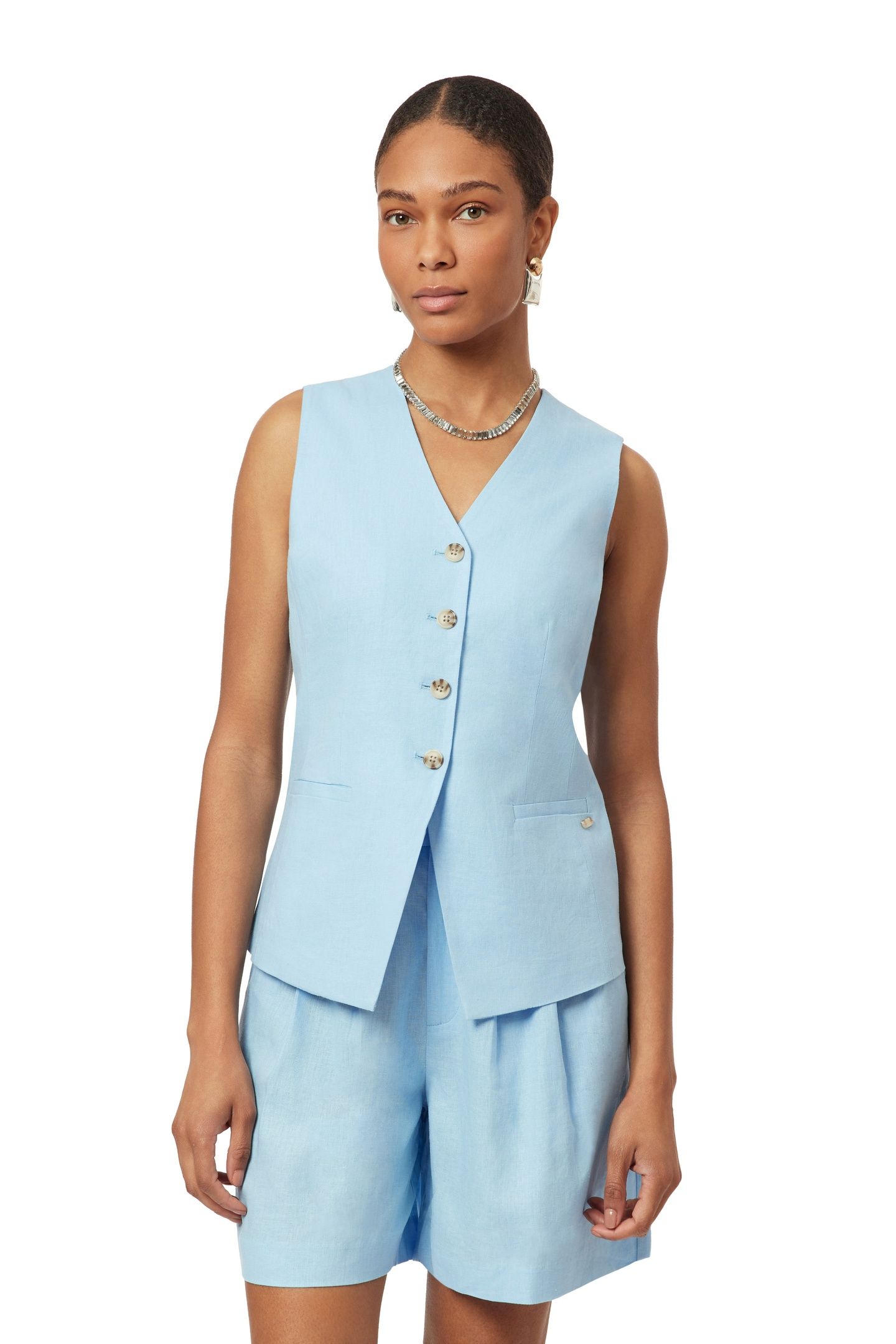LONG LINE VEST CERULEAN 1
