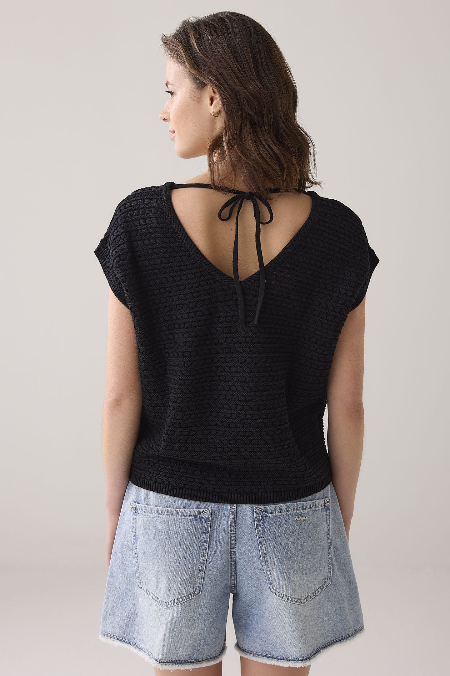 KNITTED TOP HIGH TWISTED COTTON KNIT BLACK 3