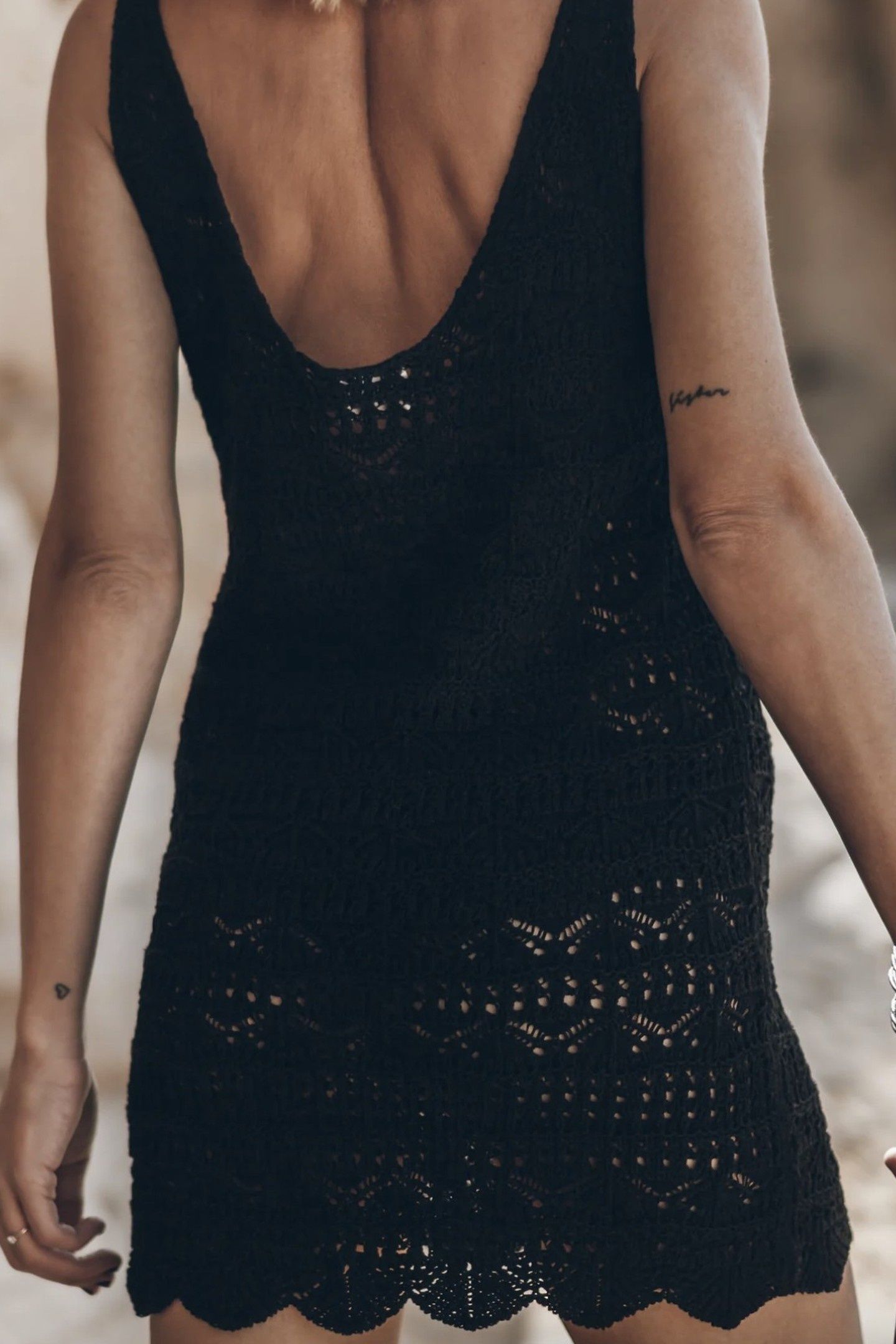 THE BLACK CROCHET TANK DRESS BLACK 2