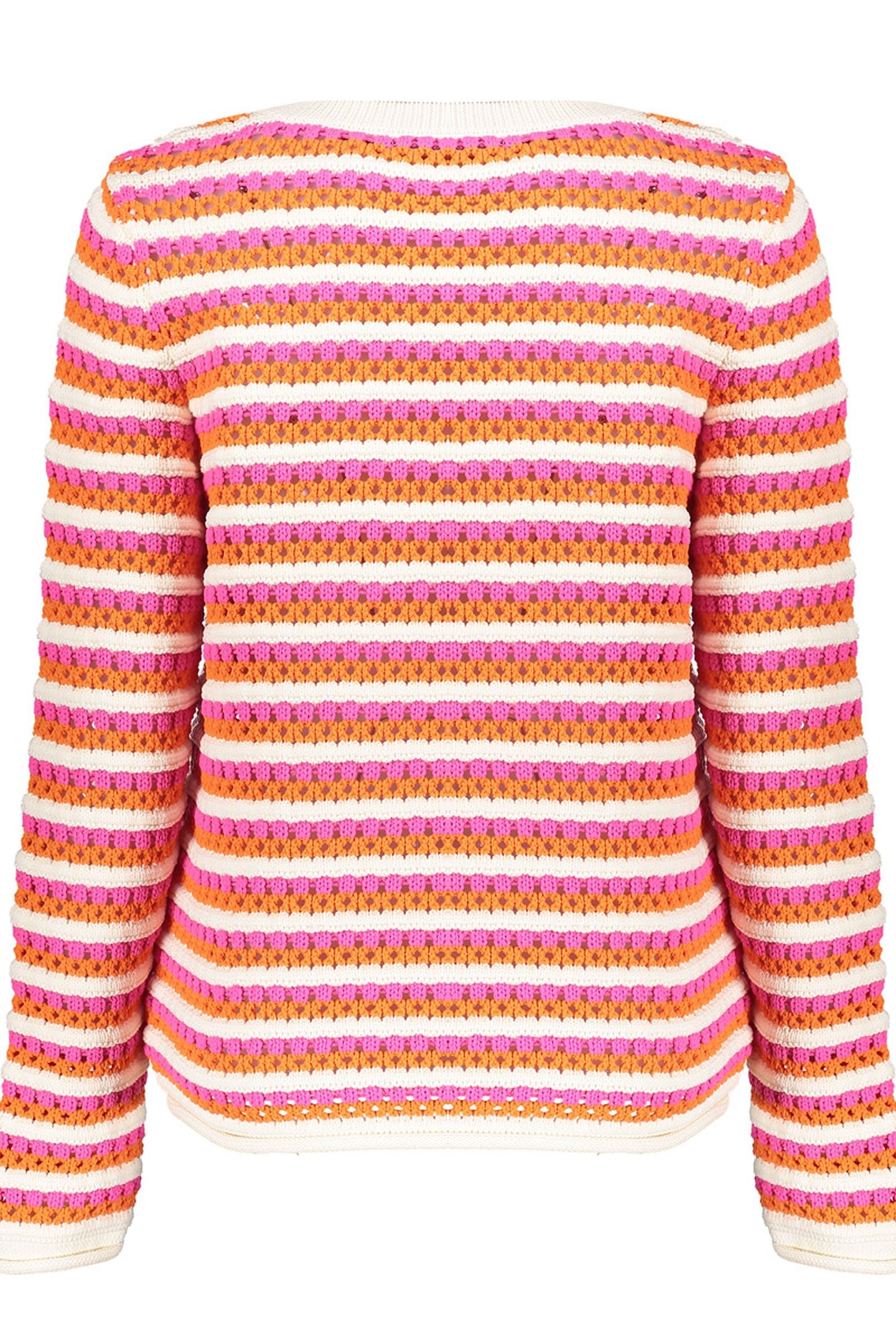 PULLOVER AJOUR STRIPES ORANGE/FUCHSIA/OFF-WHITE 2