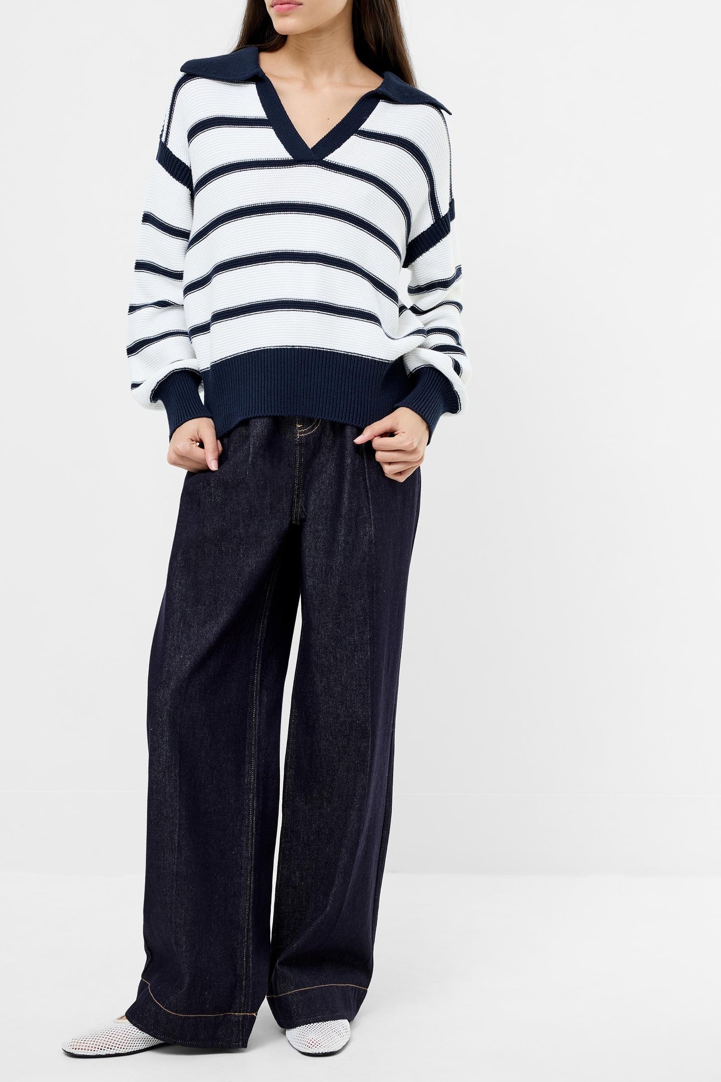 LILY MOZART STRIPED POLO JUMPE NAVY WINTER WHITE 1