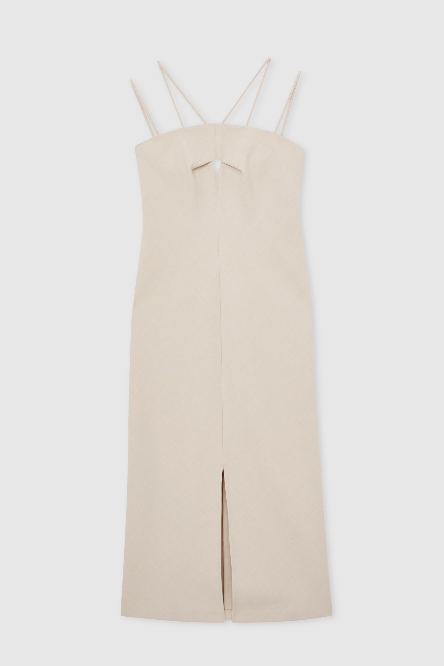 FITTED MIDI DRESS STONE NEUTRAL 4