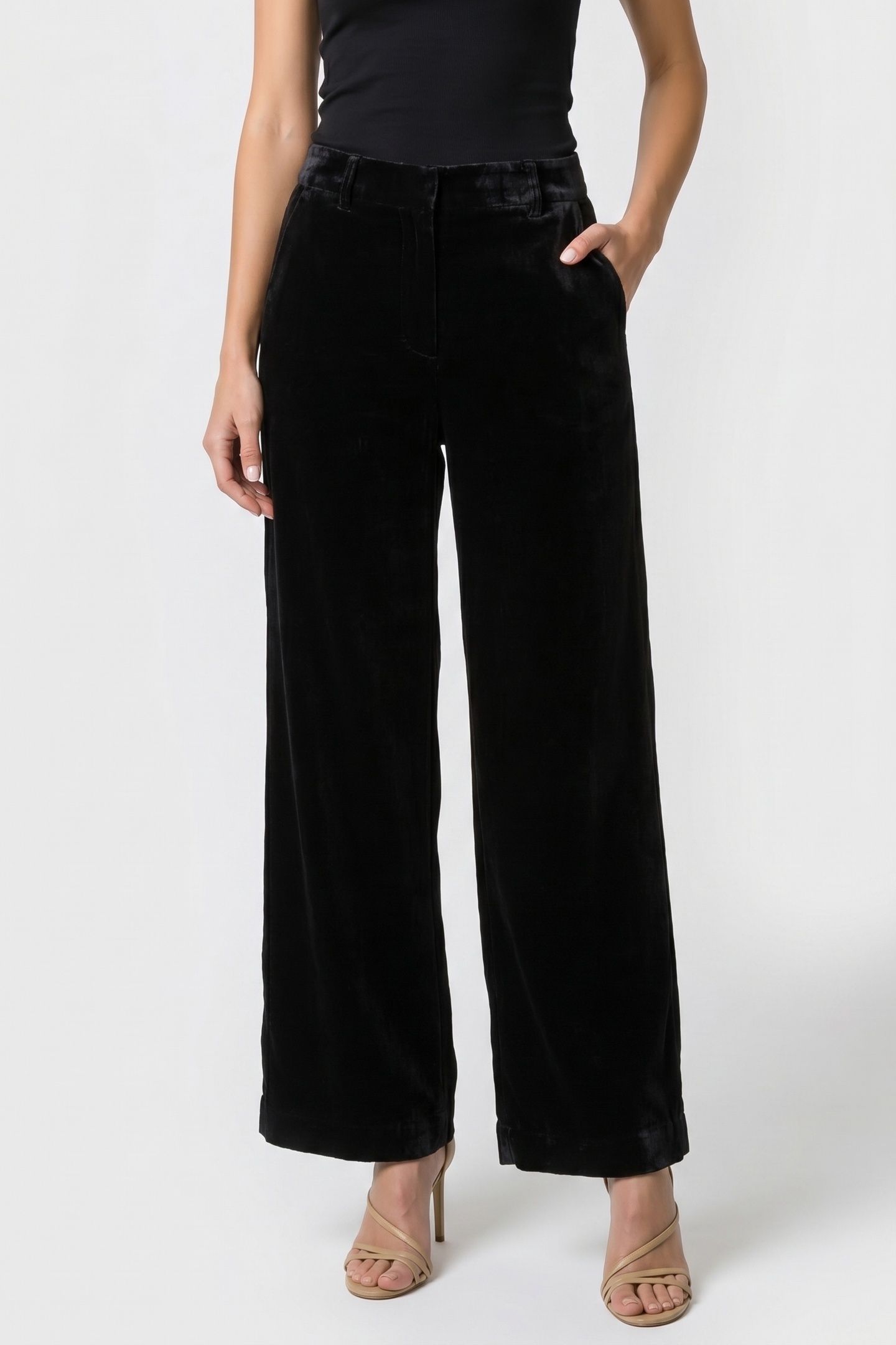 ISOLINE VELVET TROUSERS BLACK 1