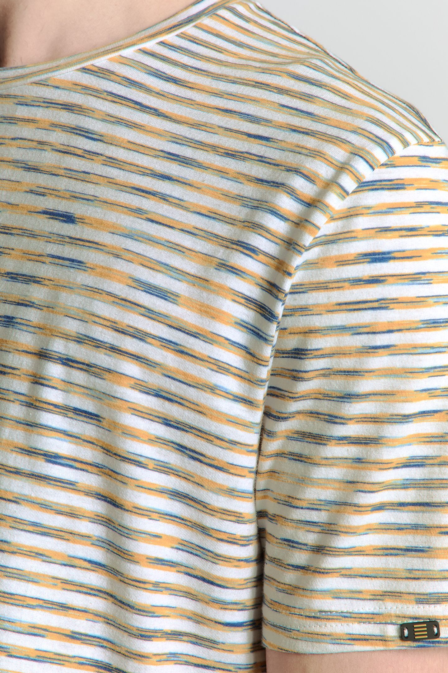 T-SHIRT CREWNECK MULTI COLOURED MELANGE STRIPES YELLOW 7