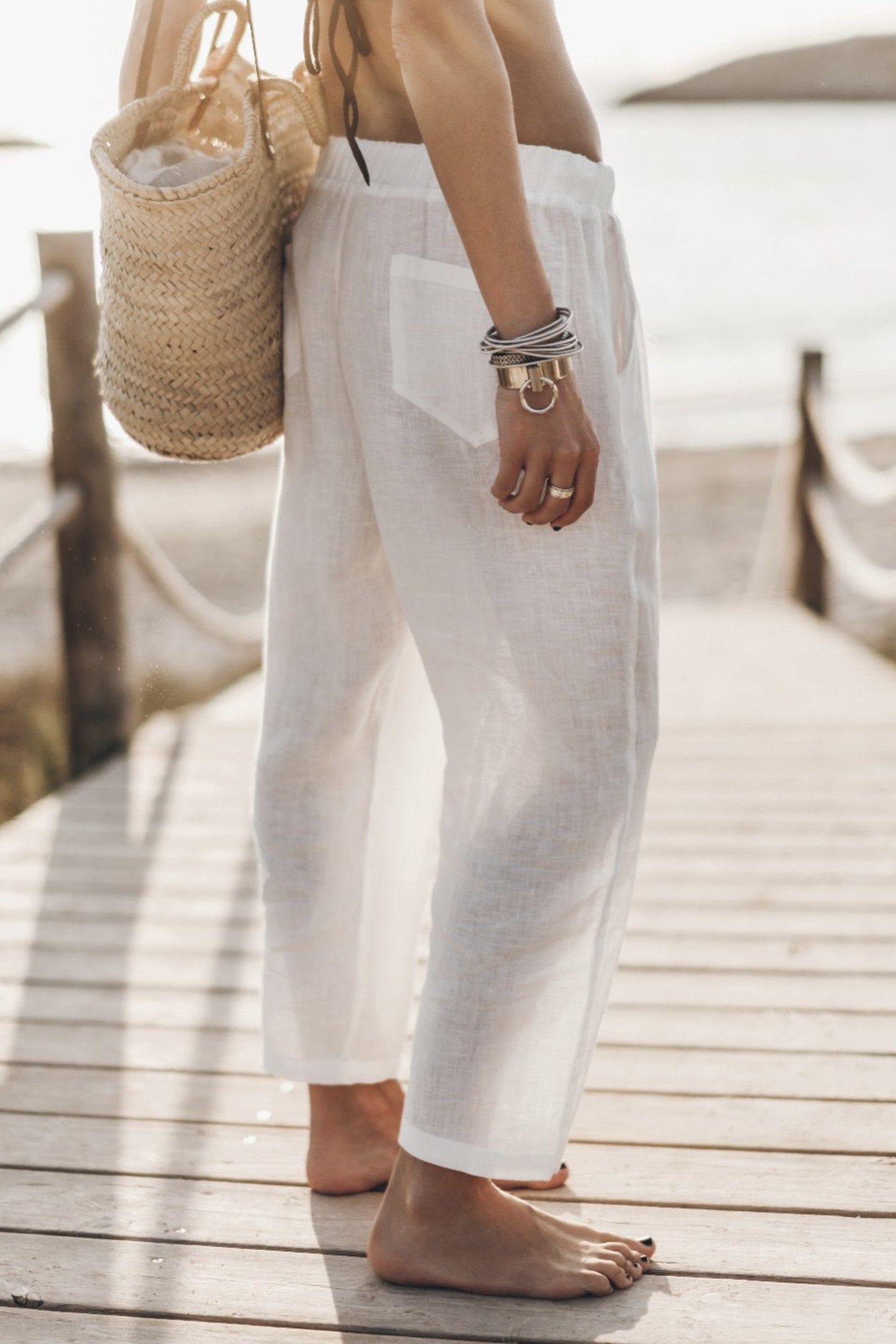 THE WHITE LINEN PANTS WHITE 2