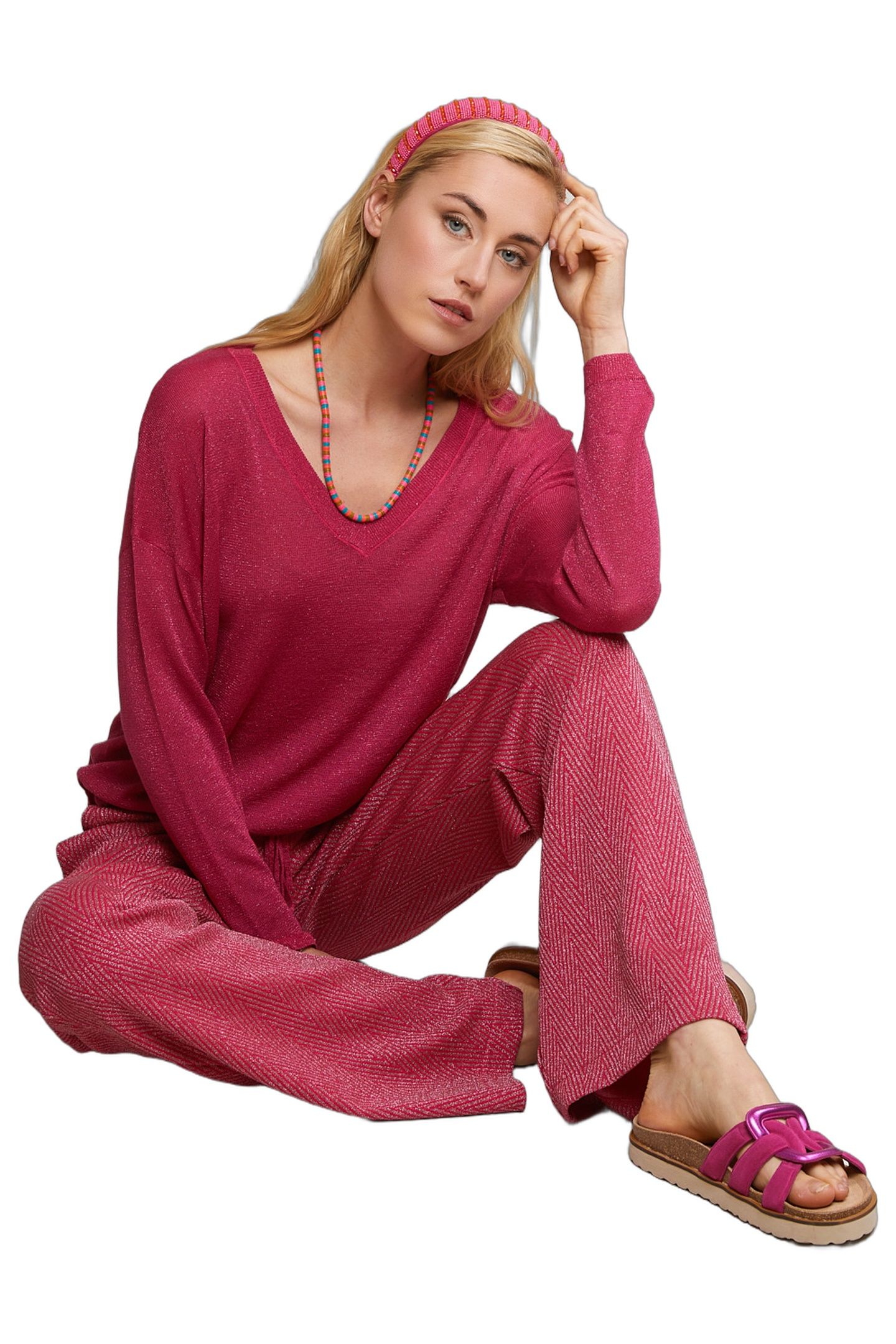 FUCHSIA FANTASY LUREX PANTS 2