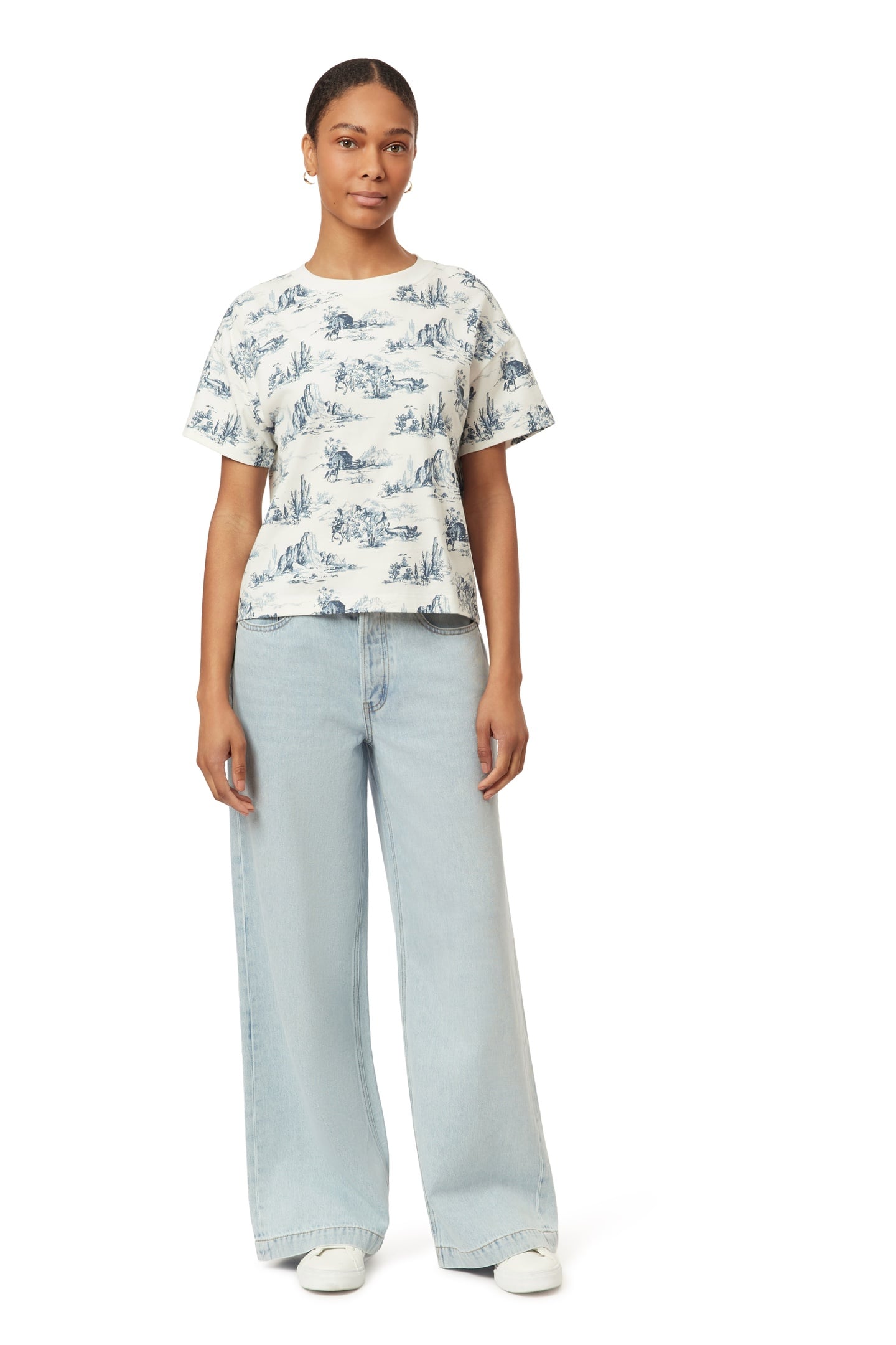 BOXY CROP TEE BLUE TOILE 3