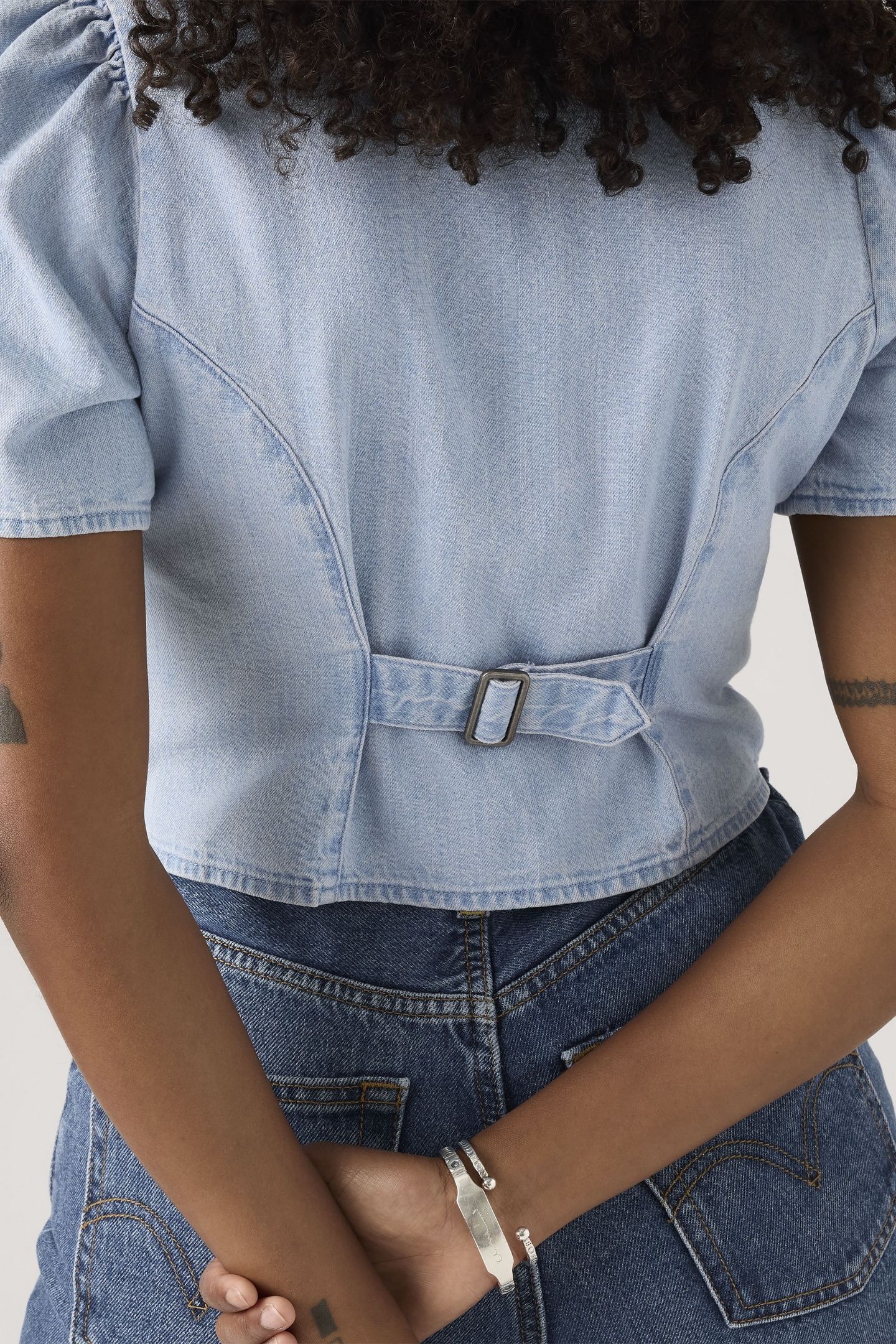 MOXIE SS SLIM DENIM BLOUSE 3