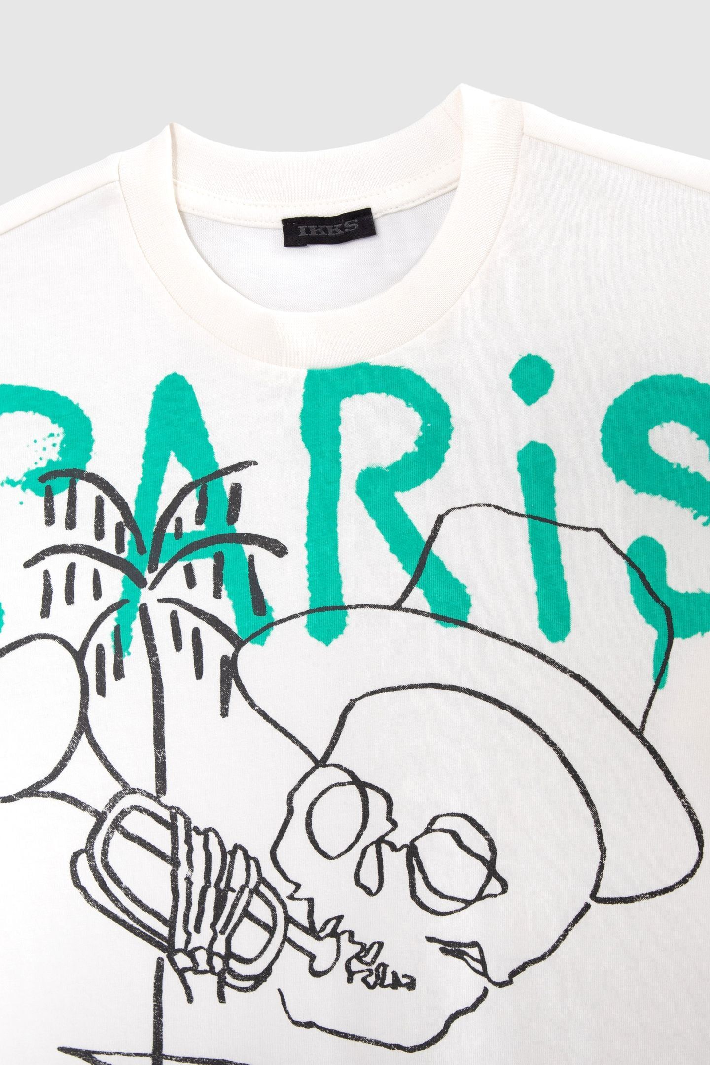 BOYS' WHITE ORGANIC COTTON T-SHIRT, TRUMPET PLAYER IMAGE 4