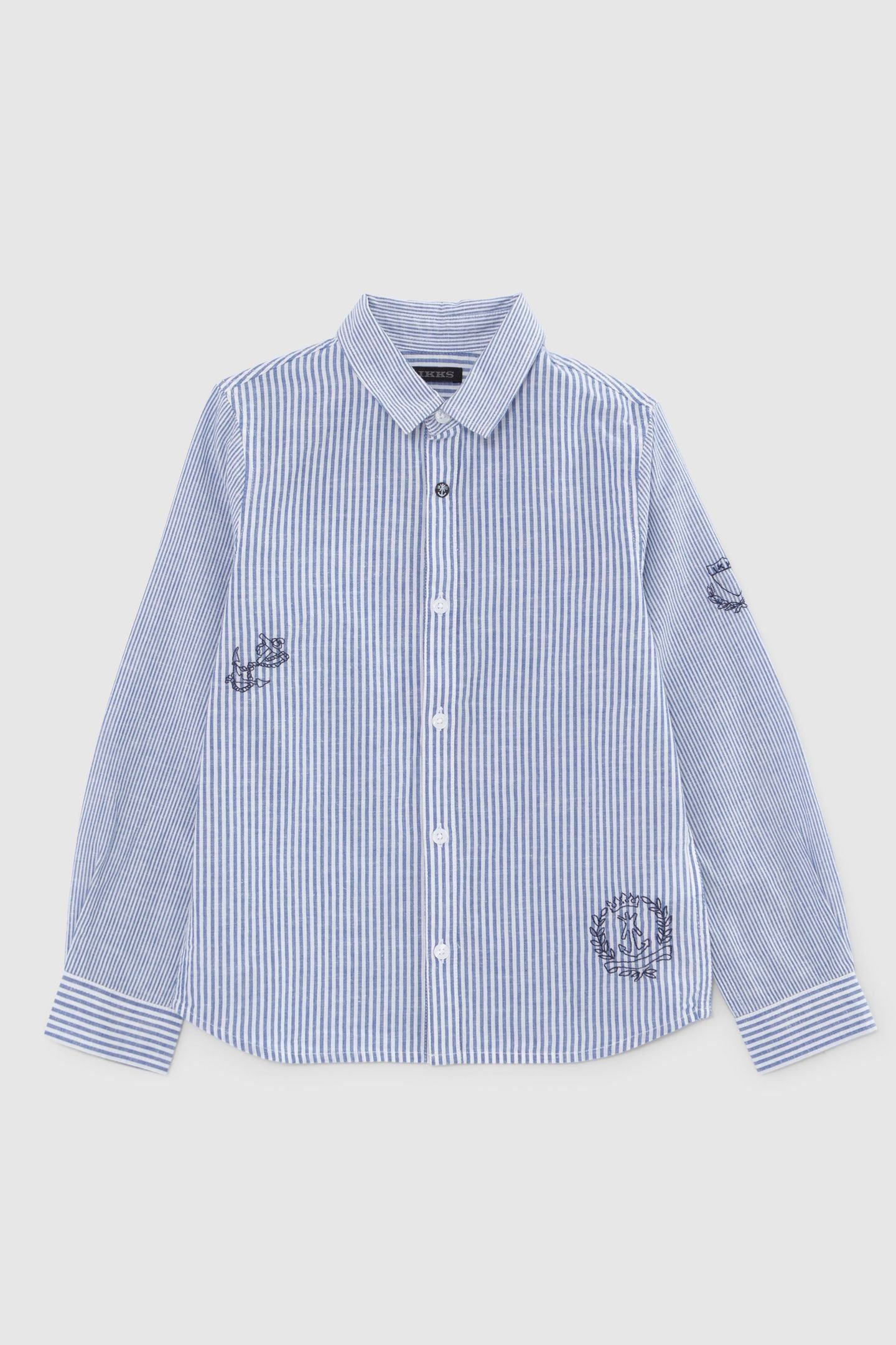 BOYS’ BLUE SHIRT WITH WHITE STRIPES AND EMBROIDERY 1