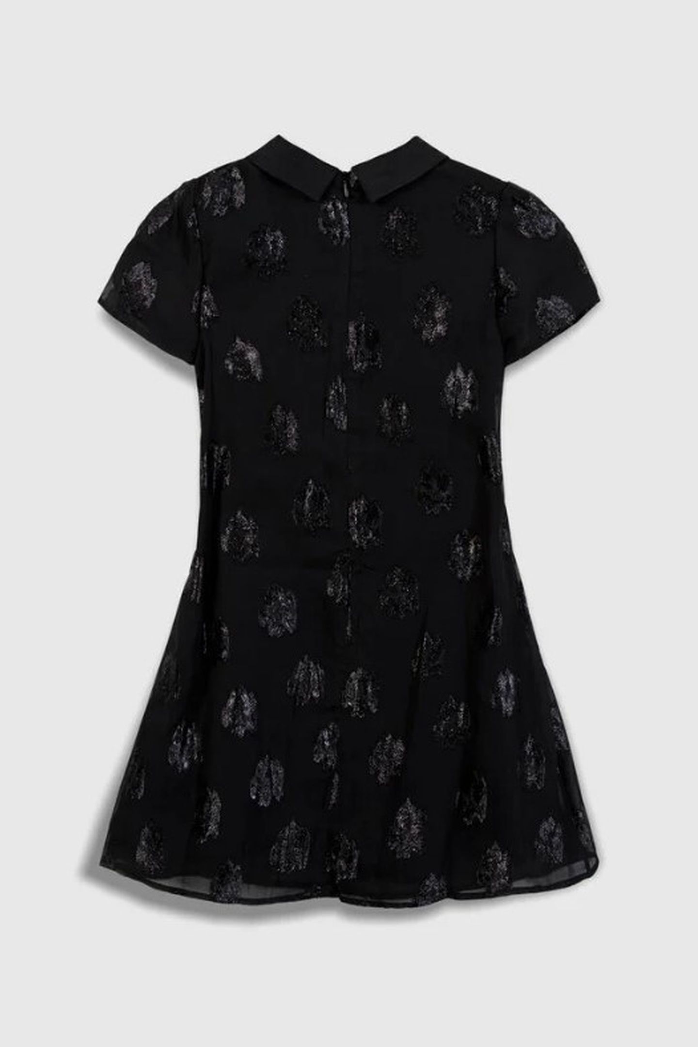 BLACK BI-MATERIAL JACQUARD FLOWER PATTERN DRESS 2