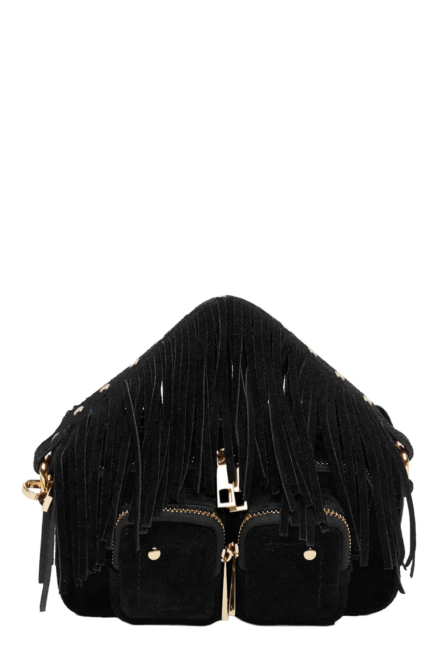 HELENA FRINGE SUEDE BLACK W. GOLD 1