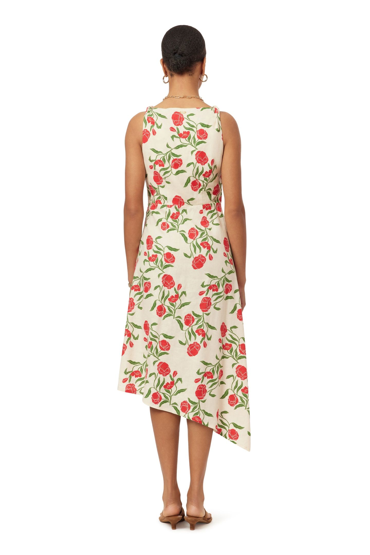 ASYMMETRIC DRESS WHITECAP GRAY ALLOVER FLORAL 4