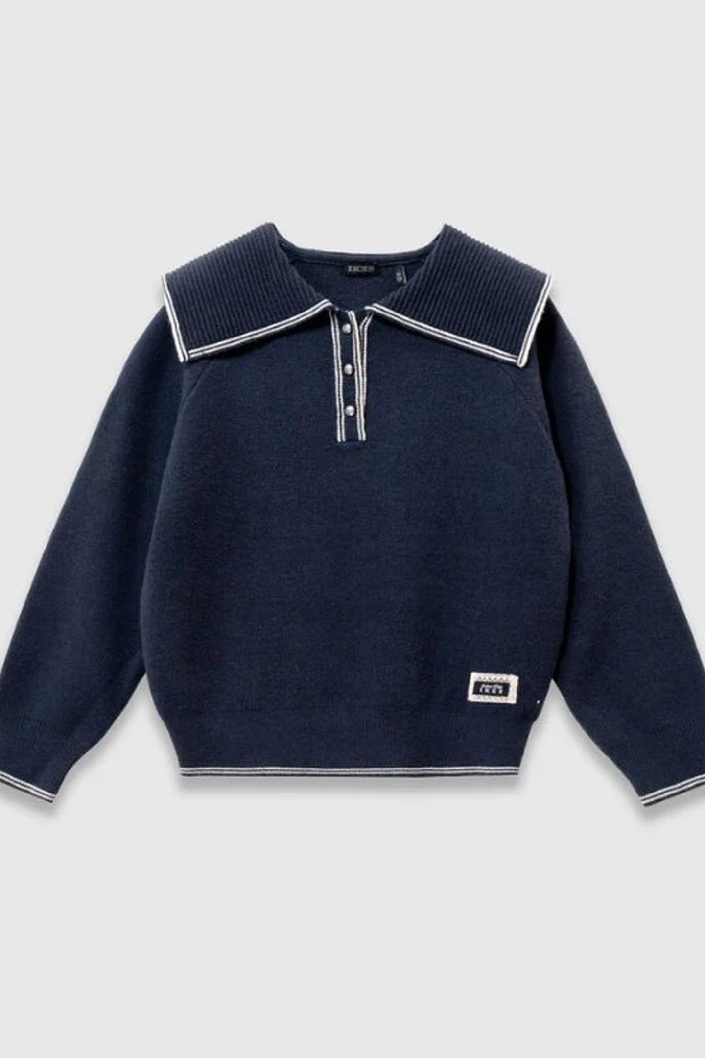 NAVY SWEATER NAVY KNIT COLLAR 1