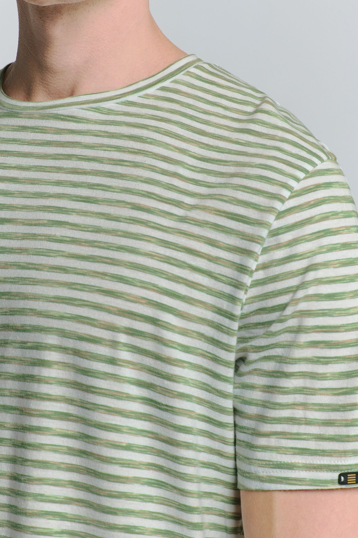 T-SHIRT CREWNECK MULTI COLOURED MELANGE STRIPES GREEN 7