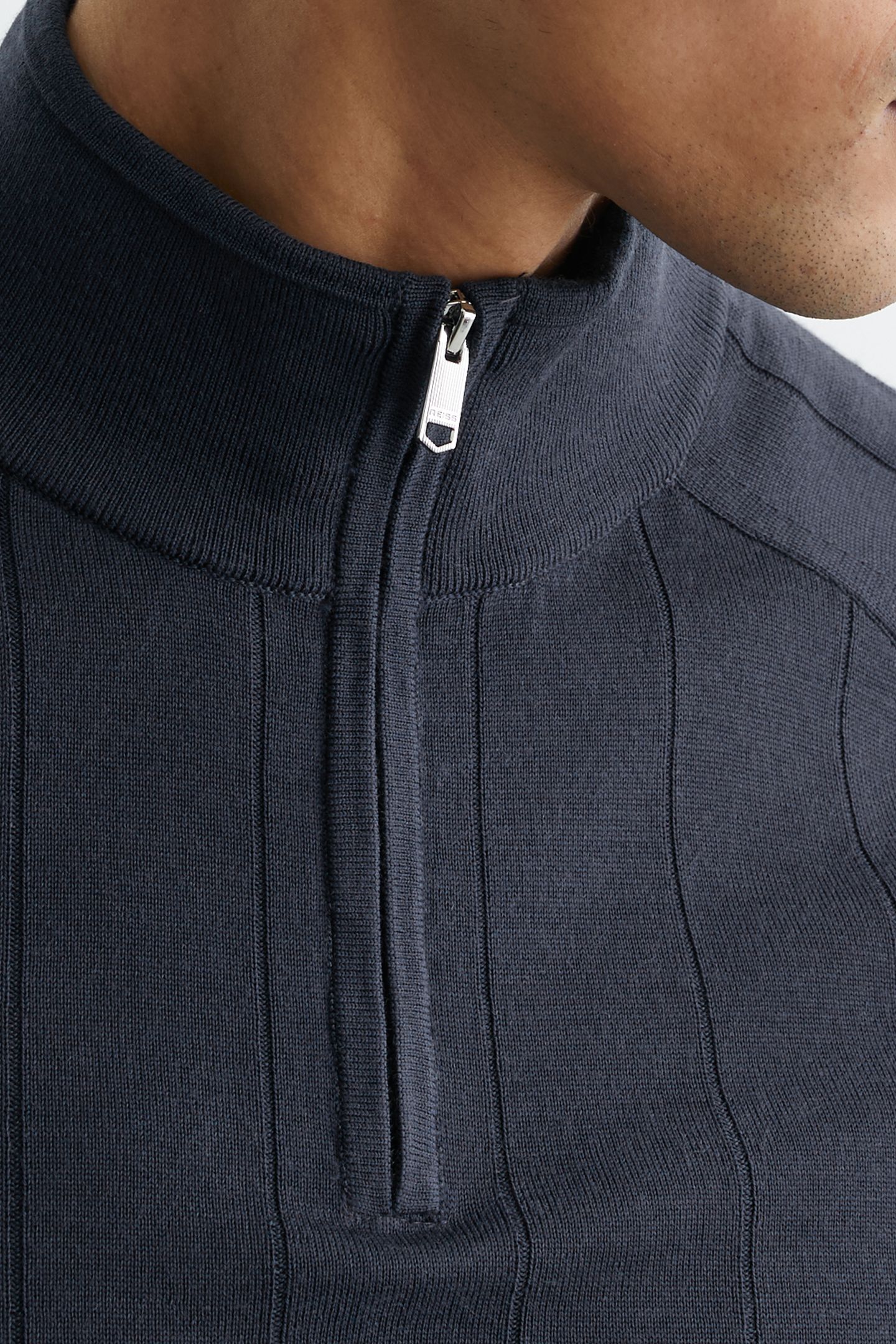 LS HALF ZIP FUNNEL WIDE RIB MERINO WOOL JUMPER AIRFORCE BLUE 6