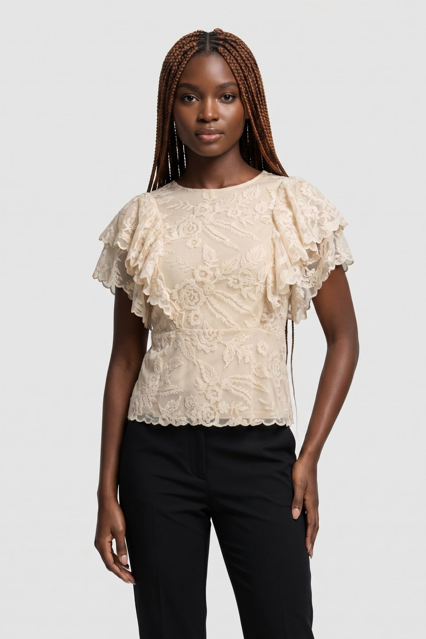 EVELYN LACE BLOUSE SPEED BEIGE 1