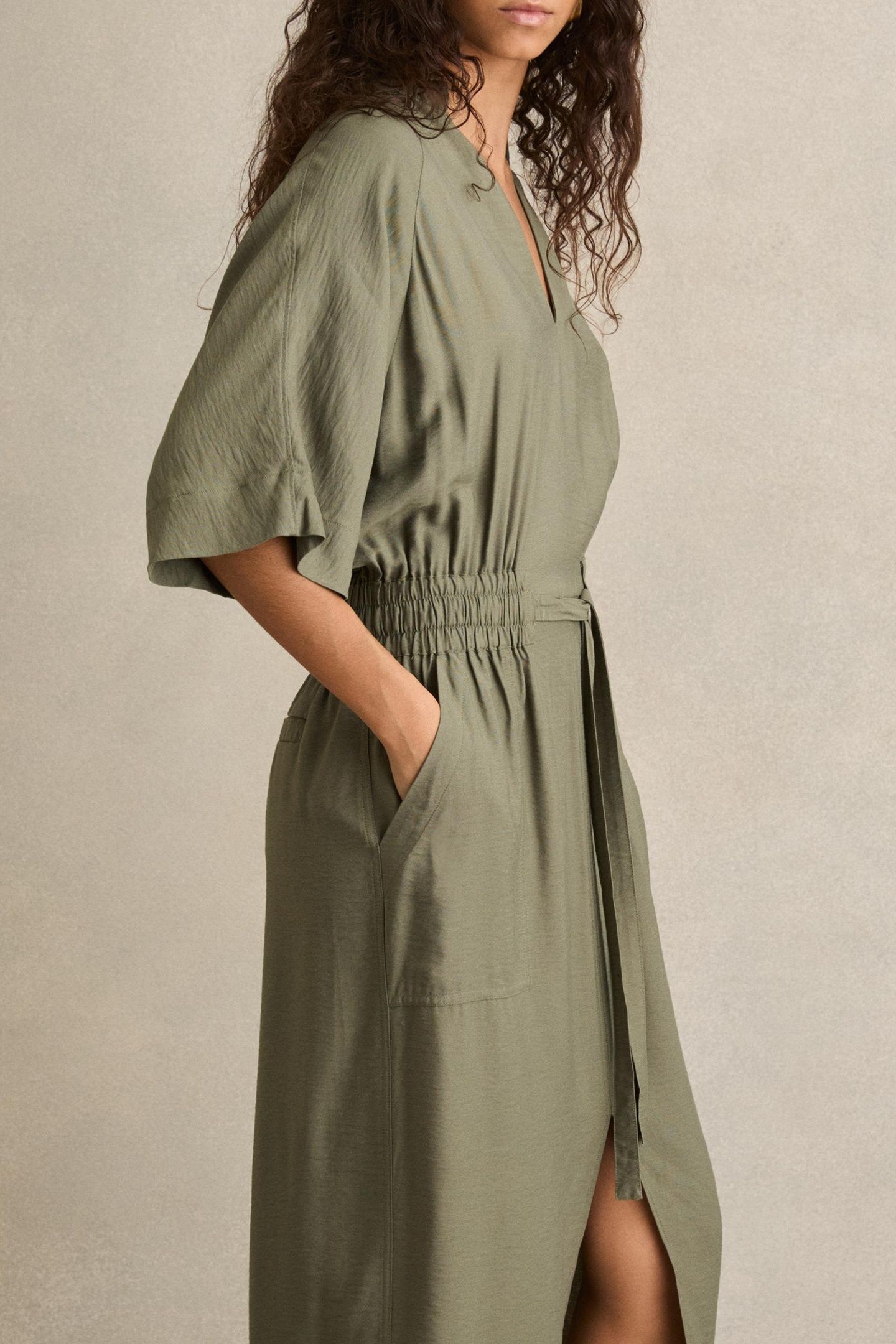 SLEEVED SHIRT DRESS KHAKI 3