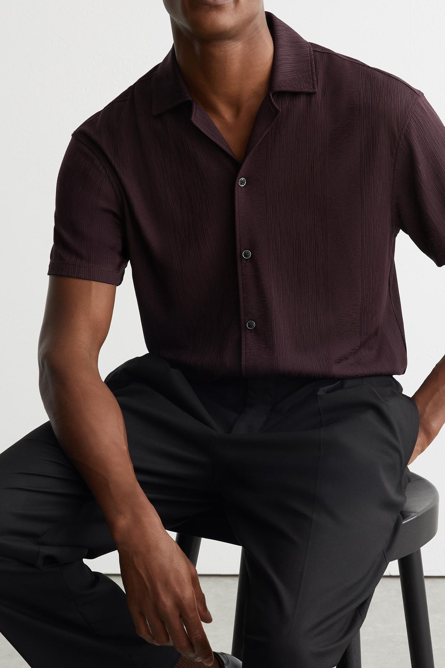 SS STRIPE JACQUARD CUBAN SHIRT CHERRY RED 7