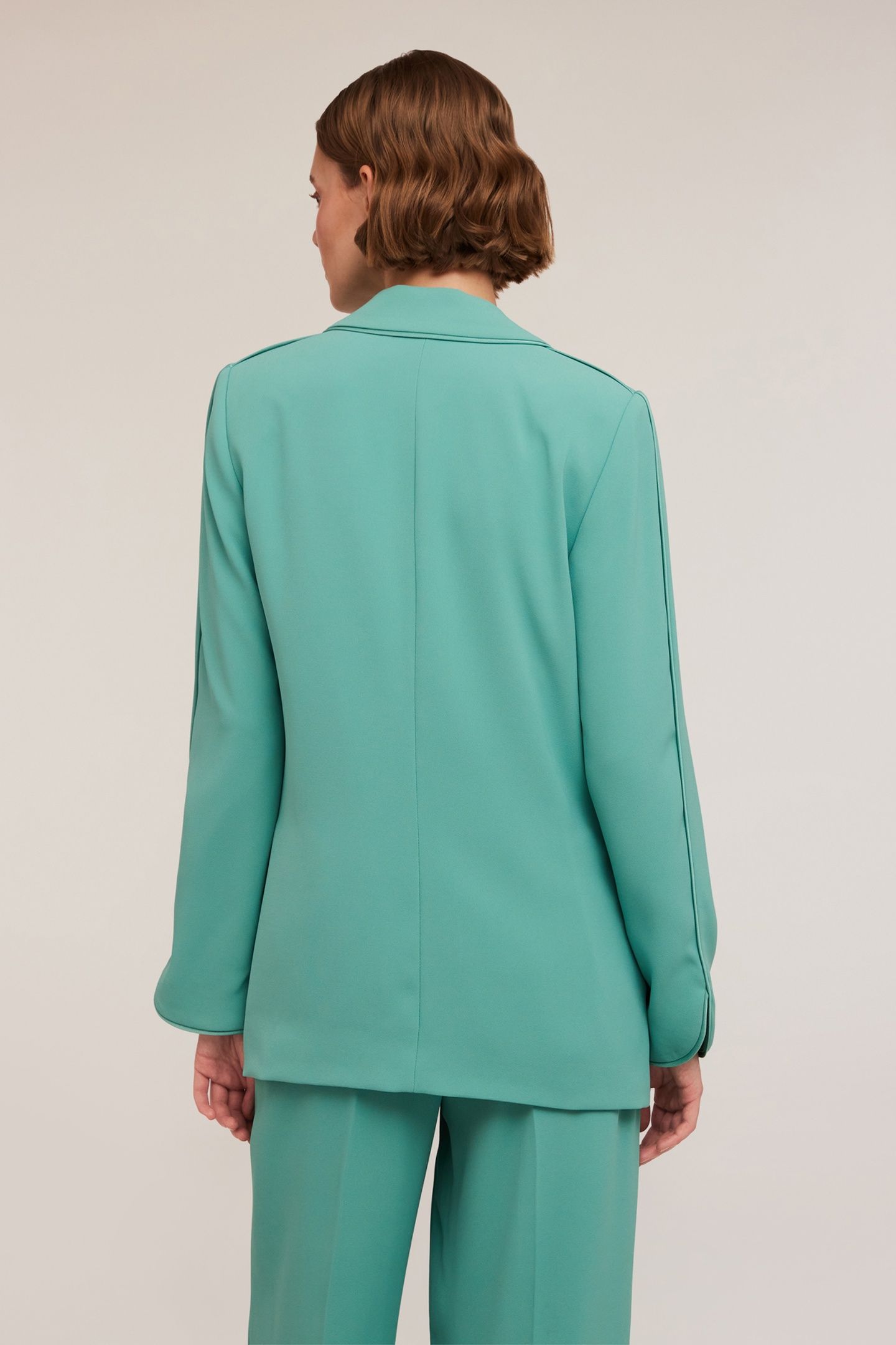 SUIT BLAZER WITH MATCHING PIPING WATER GREEN 2