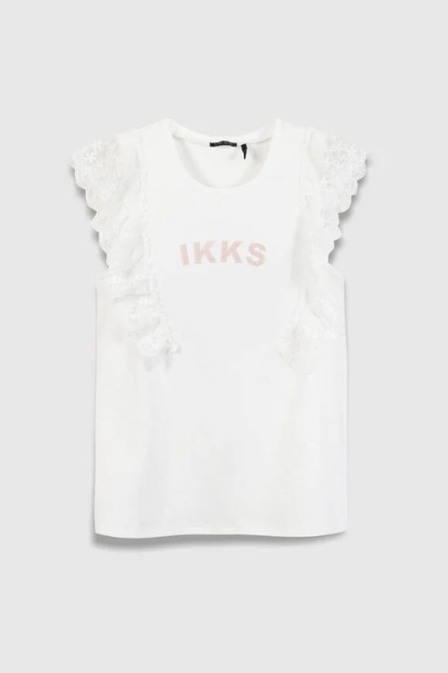 WHITE TULLE RUFFLE EMBROIDERED T-SHIRT 1